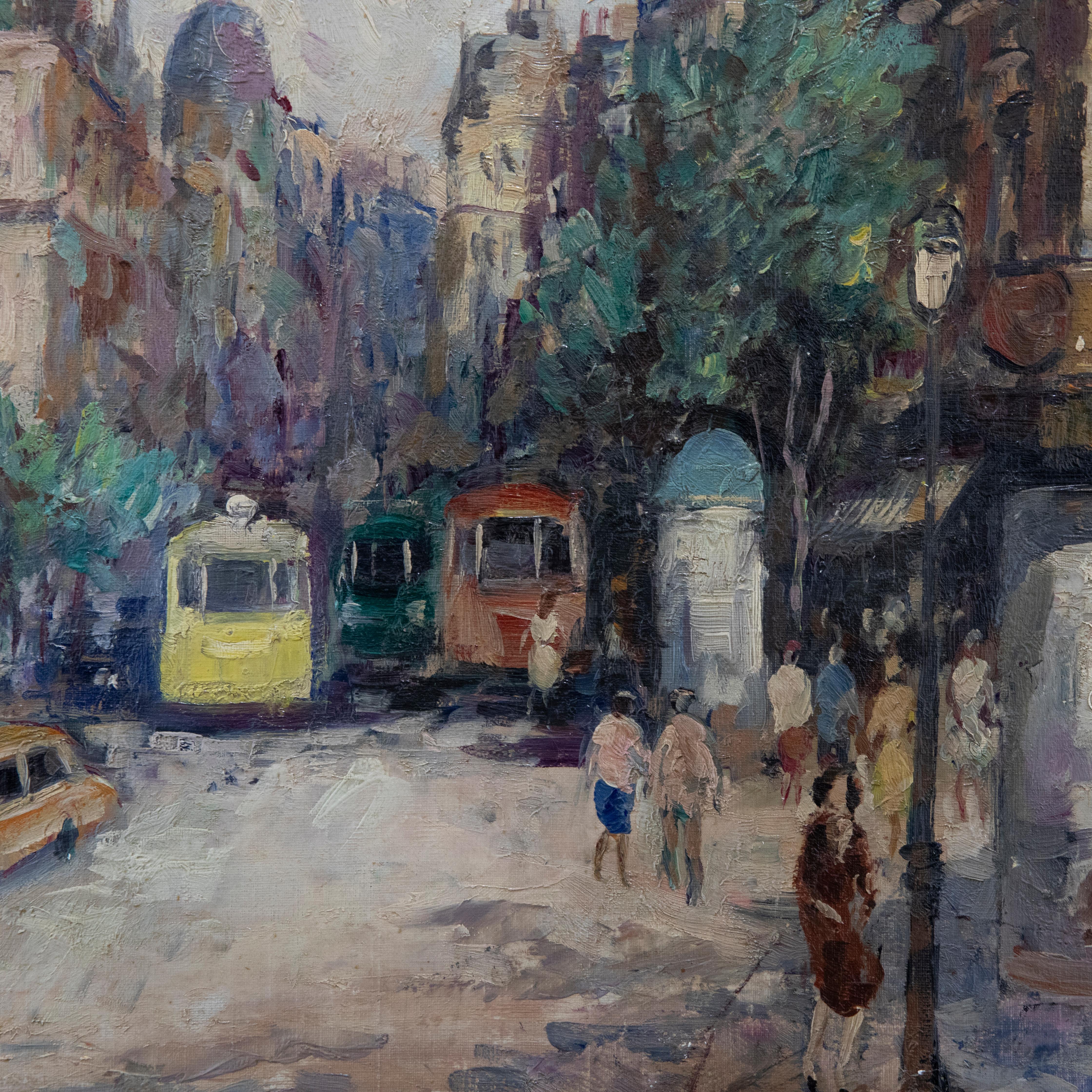 Claude Aliotti (1925-1989) - Mid 20th Century Oil, A Parisian Street Scene For Sale 3