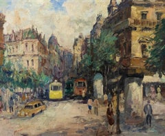 Claude Aliotti (1925-1989) - Huile du milieu du 20e siècle, une scène de rue parisienne