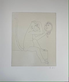 Francois-Xavier Lalanne (1927-2008) The Monkey with the mirror (Singe au miroir)