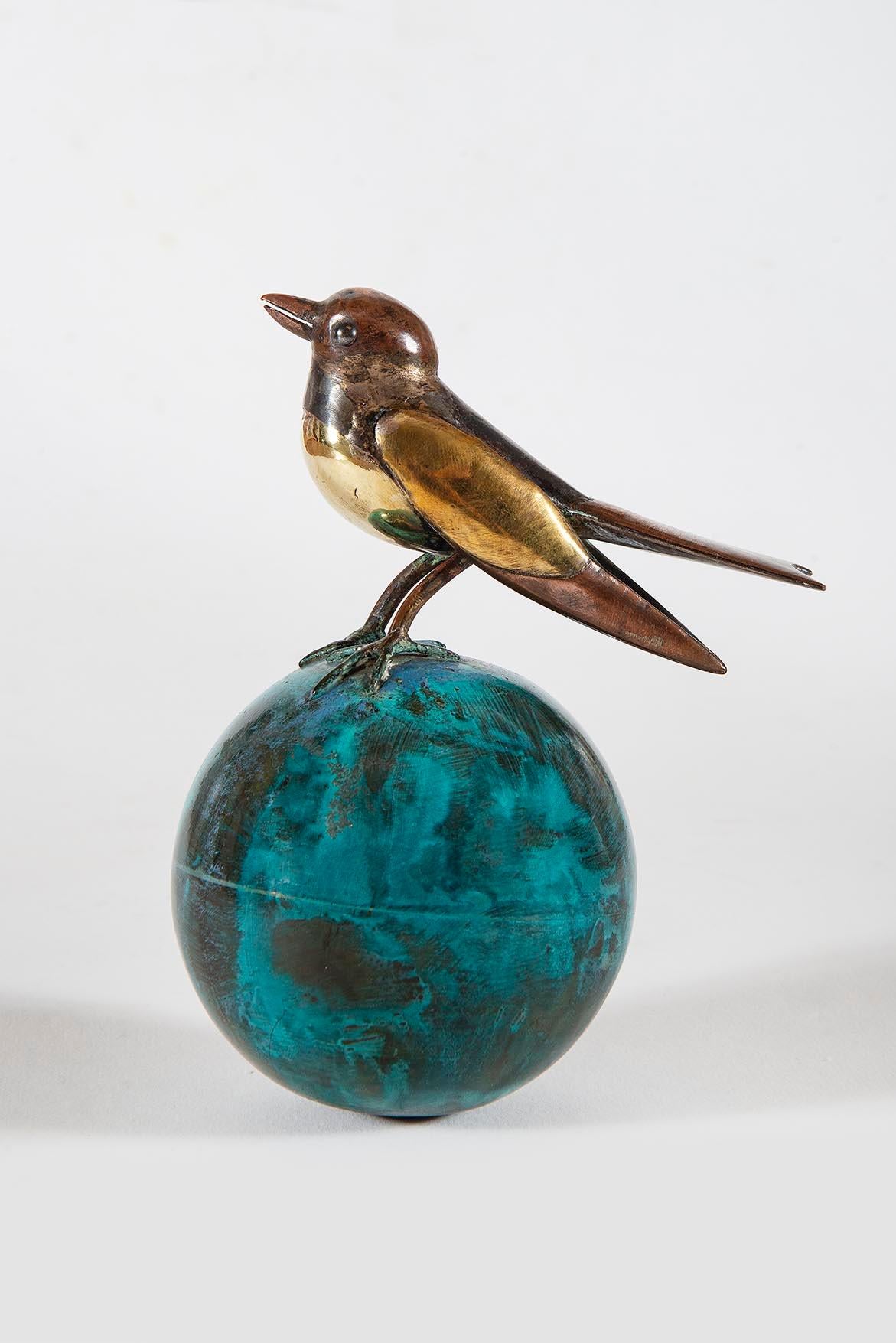 Oiseau sur la boule - Sculpture by Francois-Xavier Lalanne