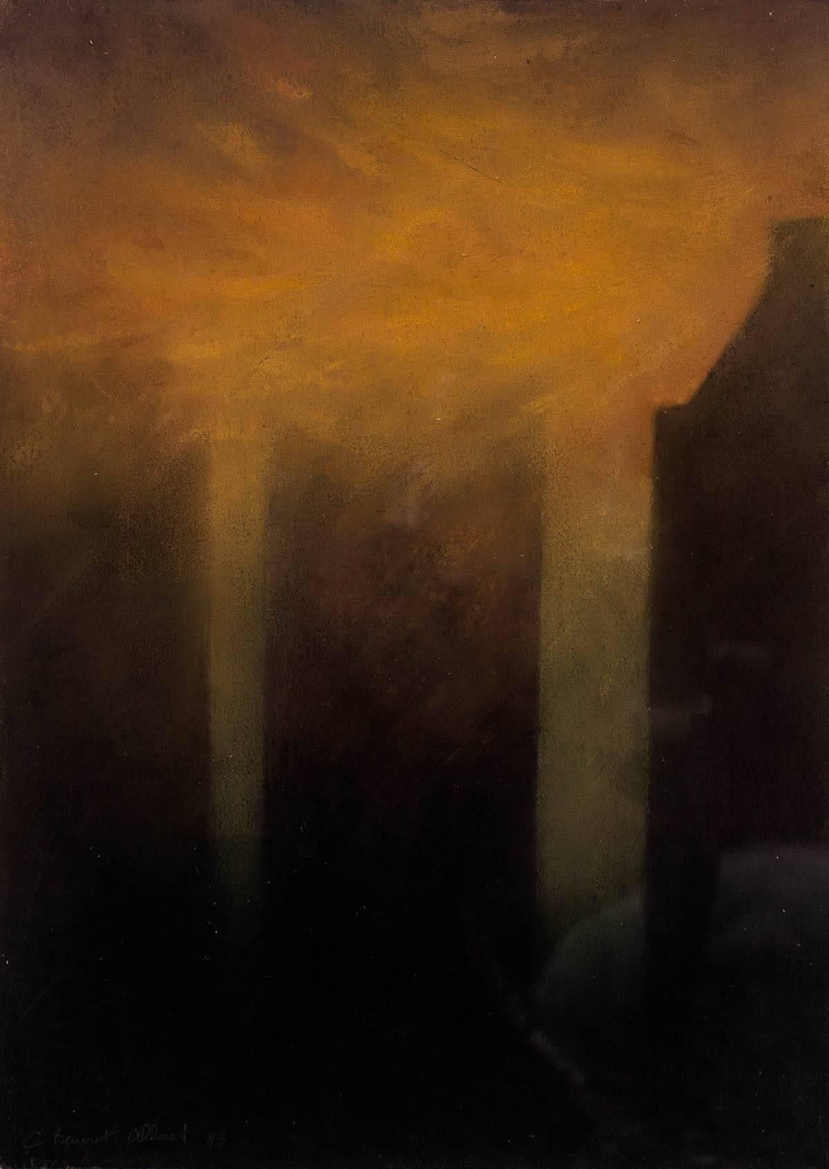 The Fog On New York, 1988 Pastel - Painting by Claude Bauret Allard