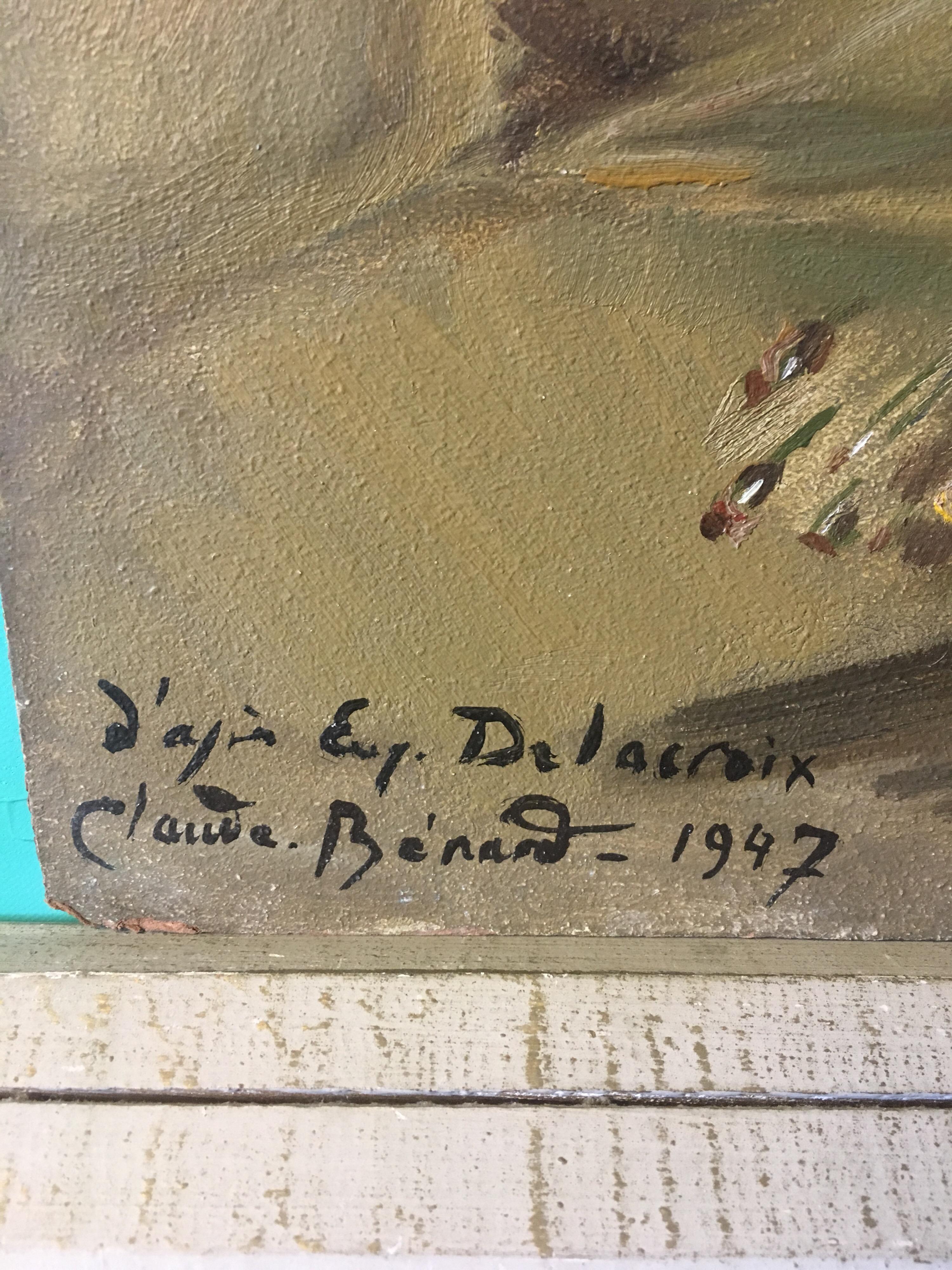Portrait impressionniste « D'apres Delacroix », peinture à l'huile signée - Impressionnisme Painting par Claude Benard