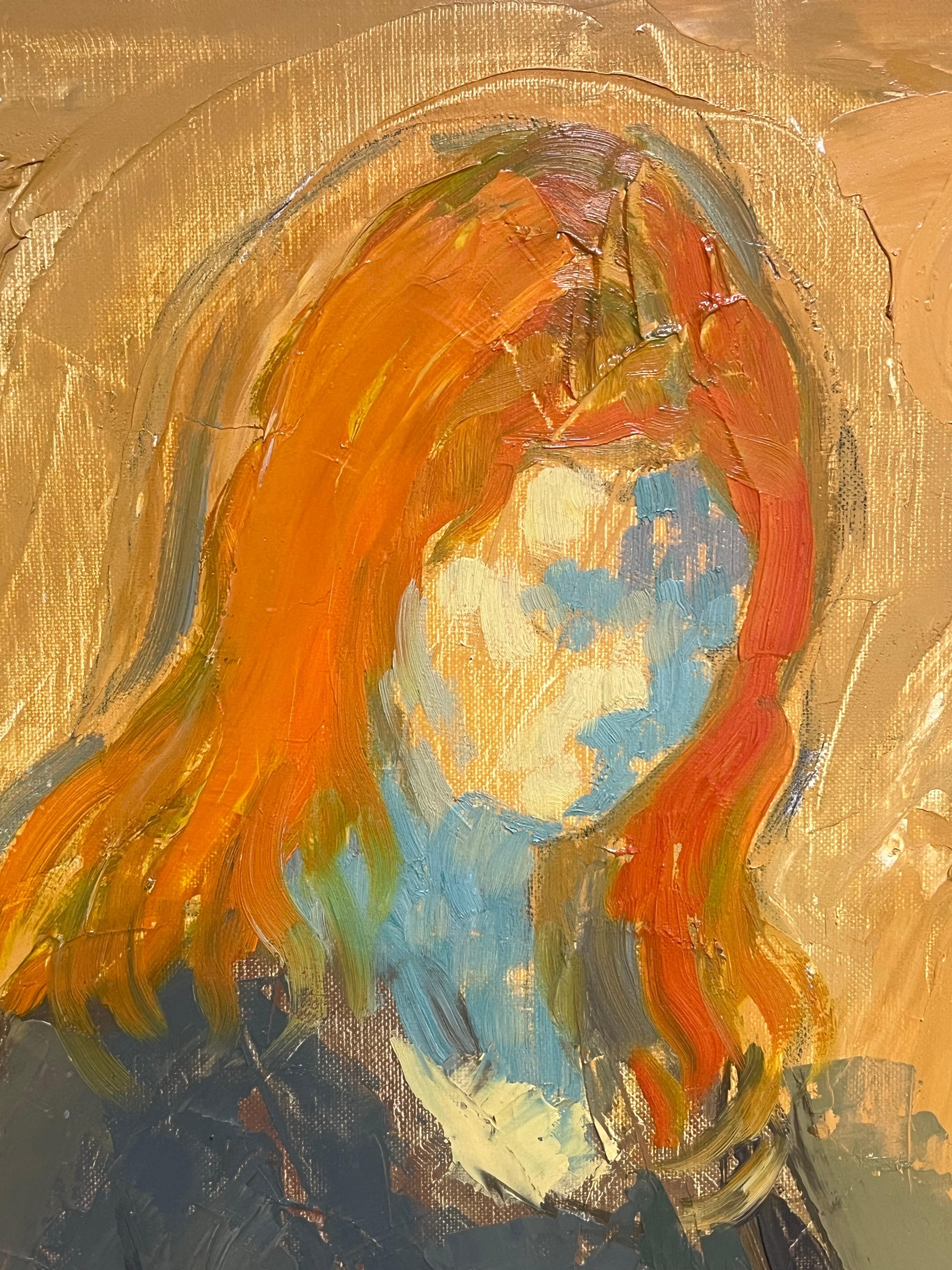 Claude Benard (1926-2016, francés), firmado
Retrato de una dama de pelo naranja leyendo 
óleo sobre lienzo, sin enmarcar, firmado abajo a la derecha
cuadro: 25,5 x 20 pulgadas
Procedencia: Propiedad del artista, Francia
estado: en general muy