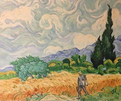 Une promenade en Provence, peinture à l'huile impressionniste française