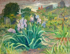 Bright Green Vegetable Garden Huge Still Life Signed Large French Oil Painting