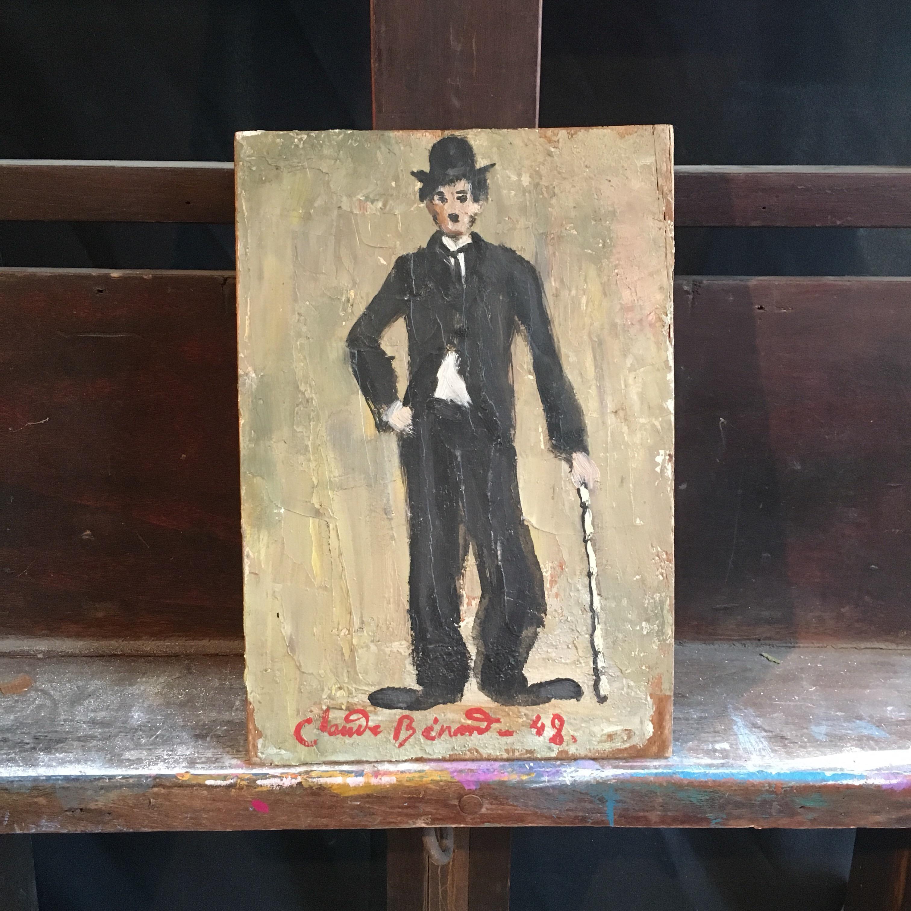 Charlie Chaplin, Impressionist Portrait, Signed Oil Painting
By French artist Claude Benard, (1926 - 2016)
Signed by the artist on the lower right hand corner
Oil painting on board, unframed
Board size: 11 x 7.5 inches

Fabulous portrait of the