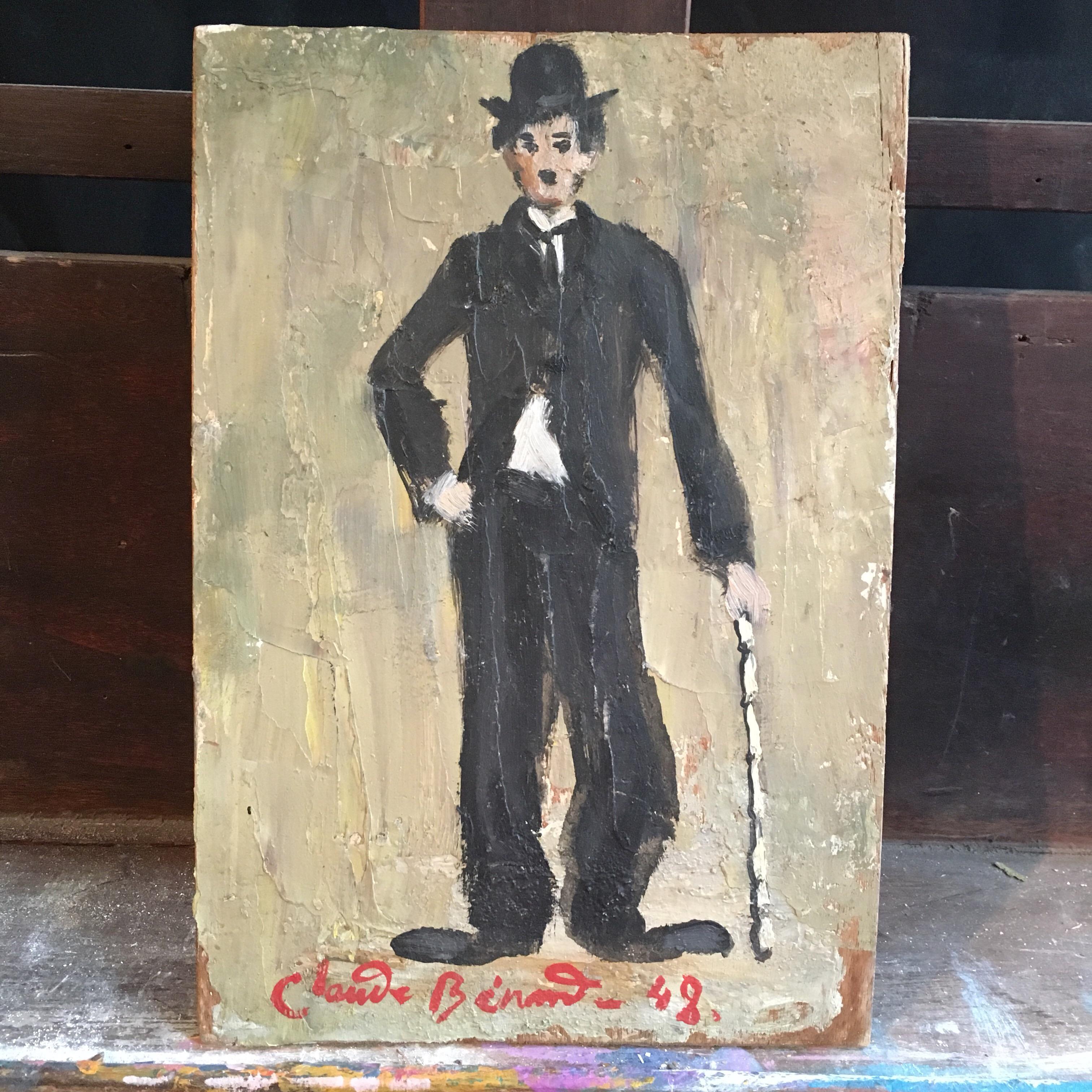 Charlie Chaplin, Impressionist Portrait, Signed Oil Painting 1