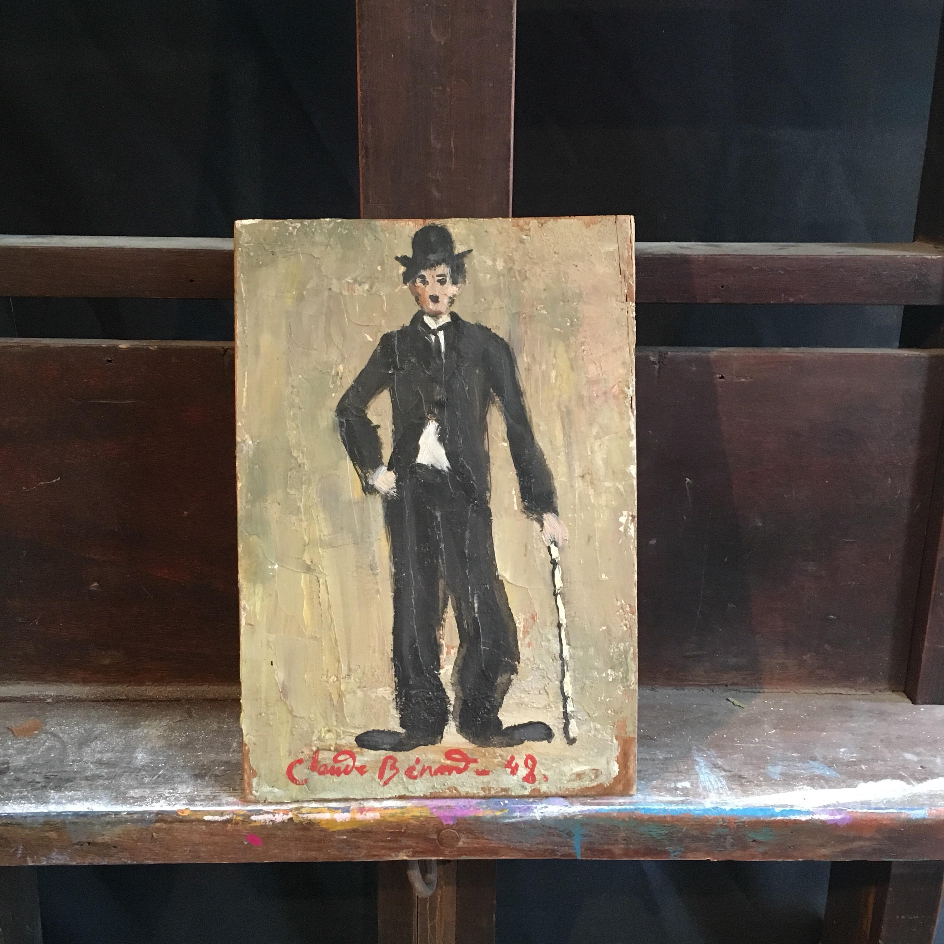 Charlie Chaplin, Impressionist Portrait, Signed Oil Painting 2