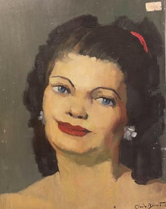 CLAUDE BENARD (1926-2016) OLIO FRANCESE DELLA METÀ DEL XX SECOLO - DONNA CON GLI OCCHI AZZURRI
