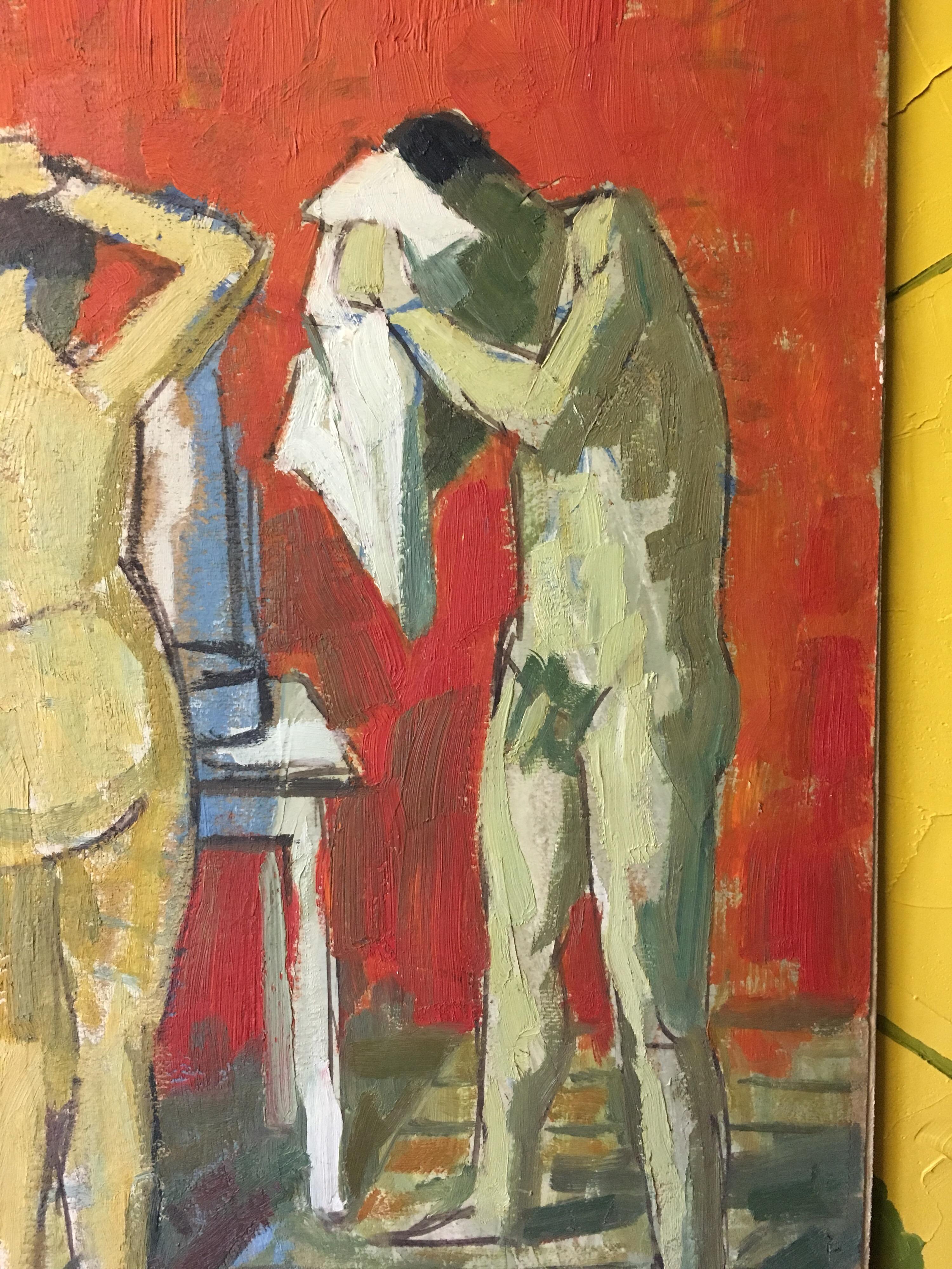 Getting Ready Together, Impressionist Nude, Signed Oil Painting 2