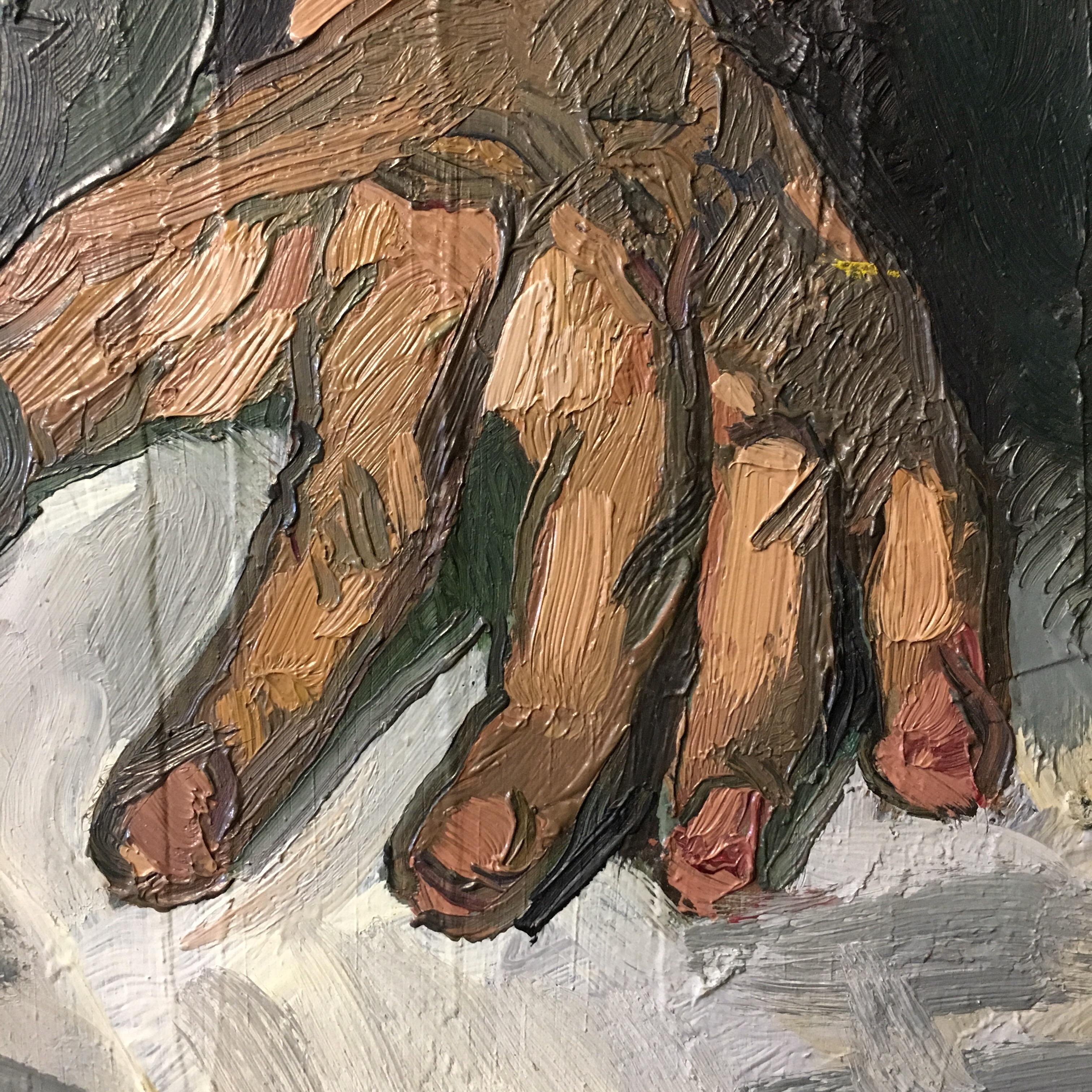Impressionist Close Up of a Hand, Oil Painting, Signed 1