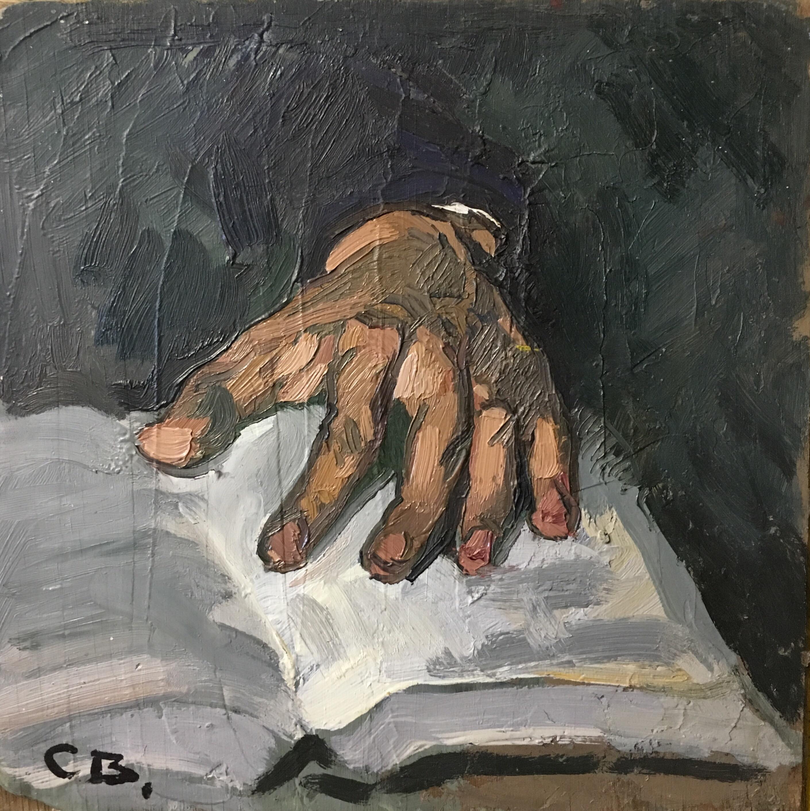 Claude Benard Still-Life Painting - Impressionist Close Up of a Hand, Oil Painting, Signed