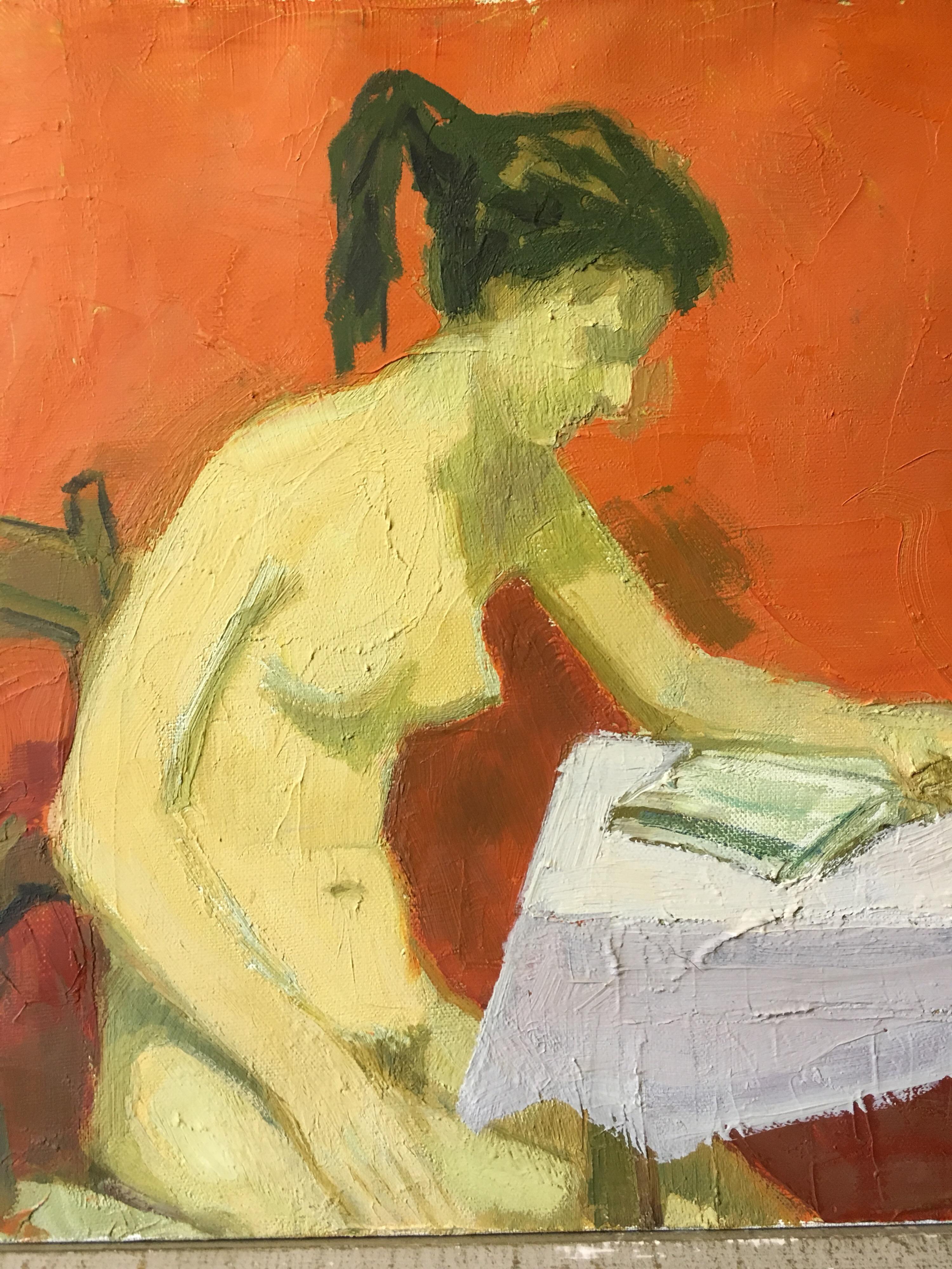 Impressionist Nude, of a Model Sat Reading, Signed Oil Painting
By French artist Claude Benard, (1926 - 2016)
Signed on the top right hand corner
Oil painting on canvas, unframed
Canvas size: 13 x 16 inches

Lovely impressionist nude of a model sat