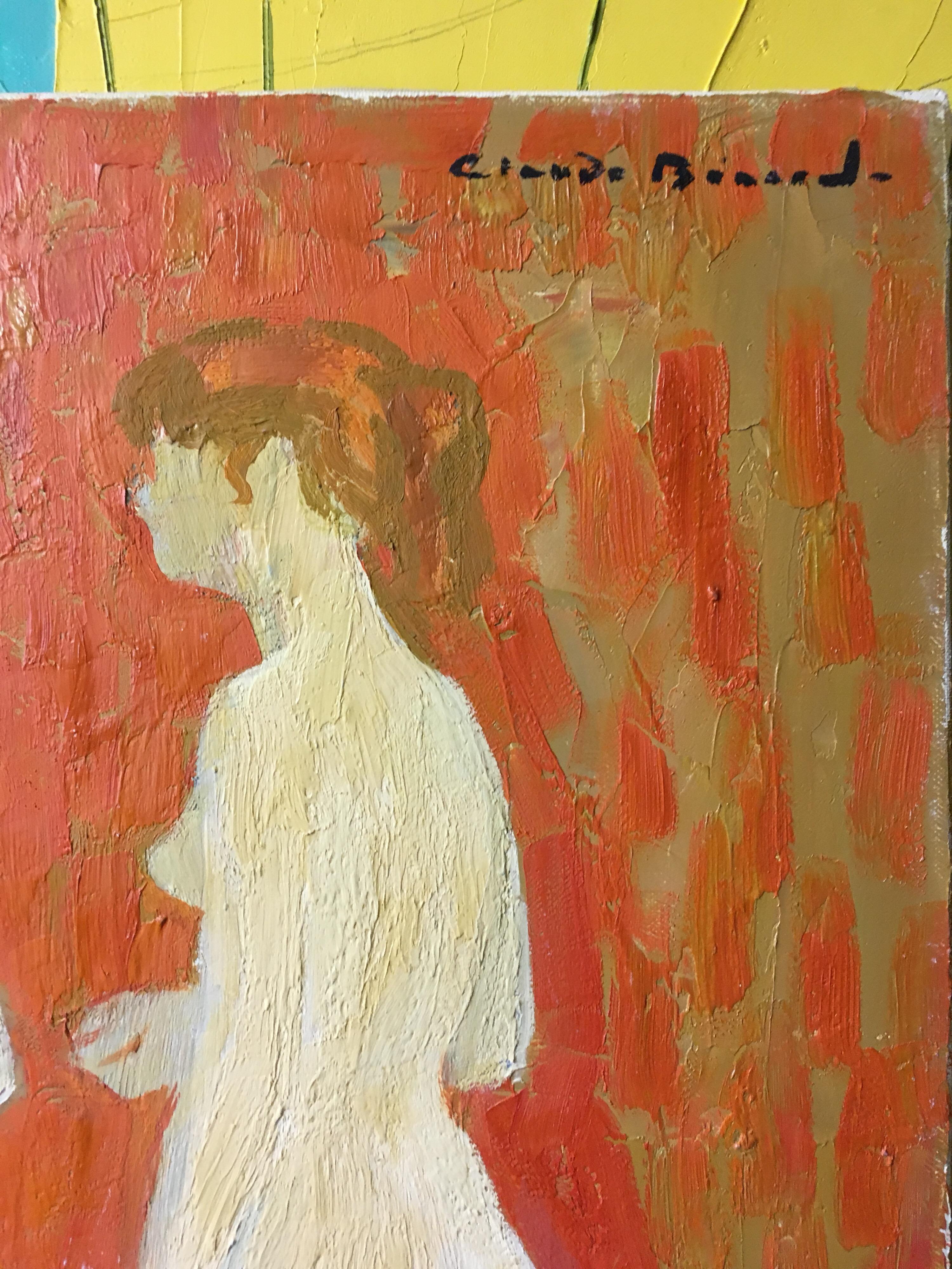 Desnudos Impresionistas, Tres Figuras, Pintura al Óleo 
Del artista francés Claude Benard, (1926 - 2016)
Firmado por el artista en la esquina superior derecha del cuadro
Óleo sobre lienzo, sin enmarcar
Tamaño del lienzo: 22 x 18 pulgadas

Retrato