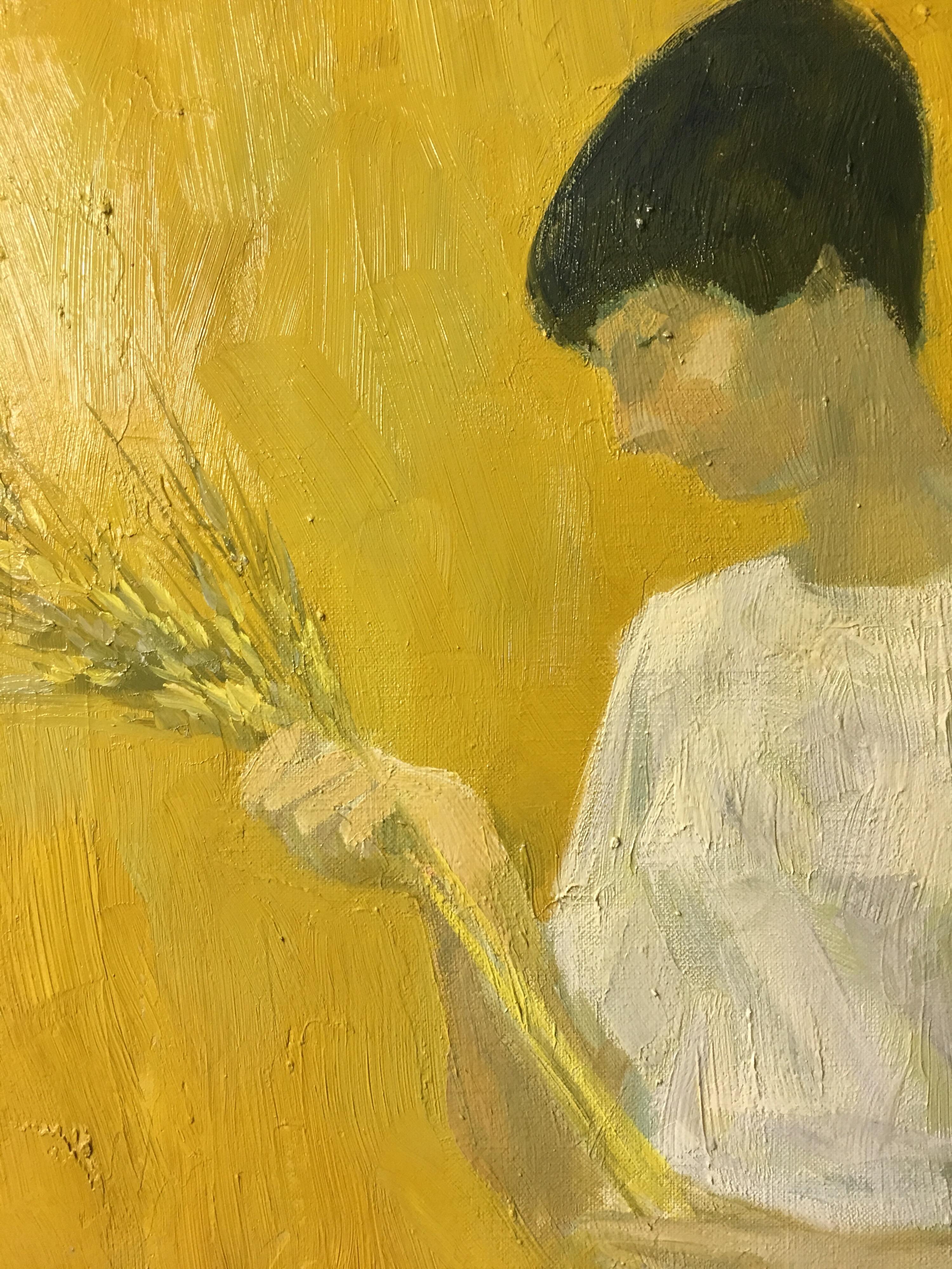 'La Jeune Fille Aux Epis' Impressionist Portrait, Signed Oil Painting 3