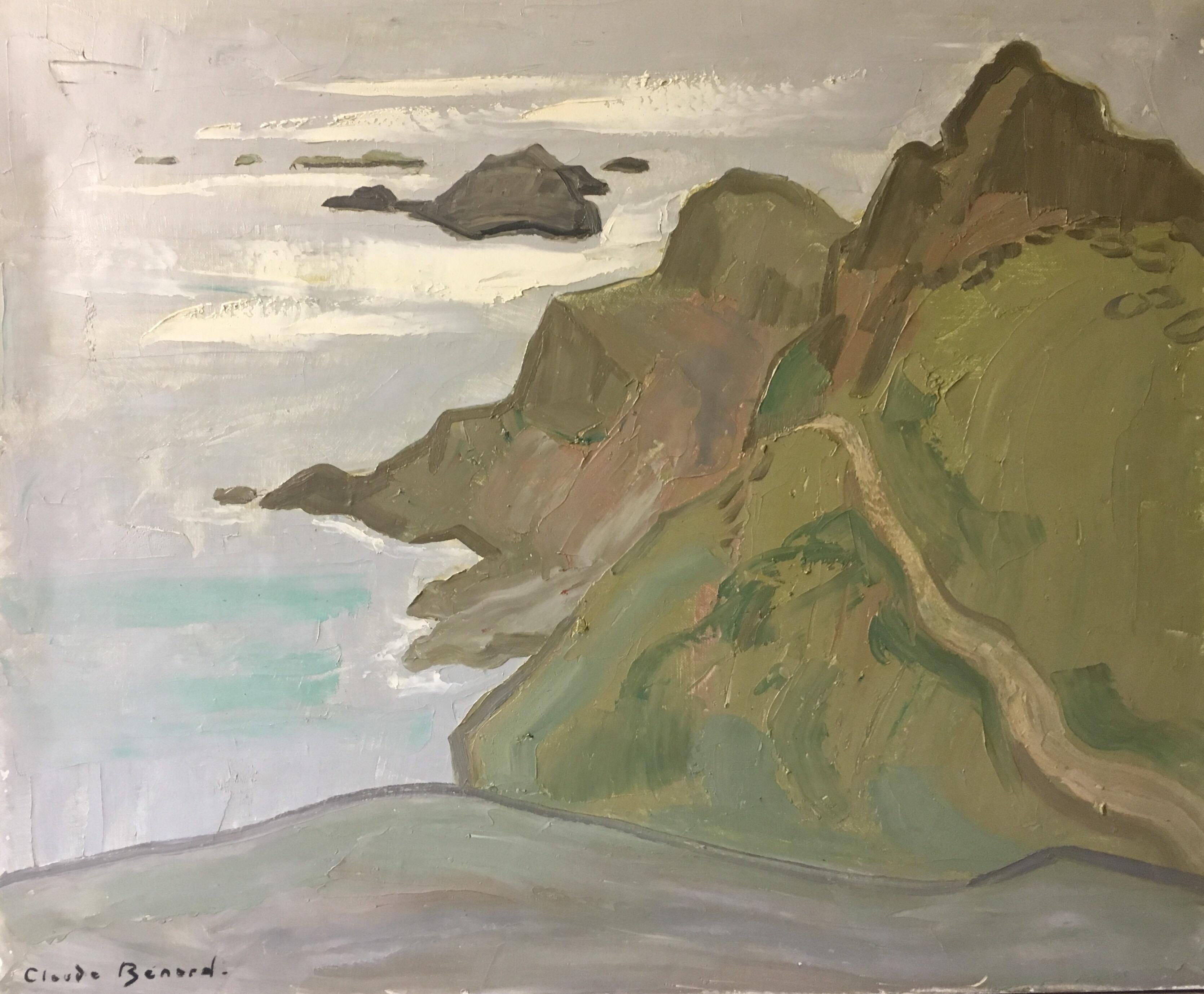 Claude Benard Landscape Painting - La Pointe Du Raz, Impressionist French Oil Painting