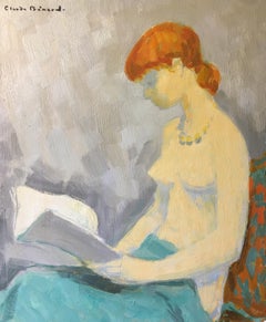 Lady mit dem orangefarbenen Haar, französisches Ölgemälde