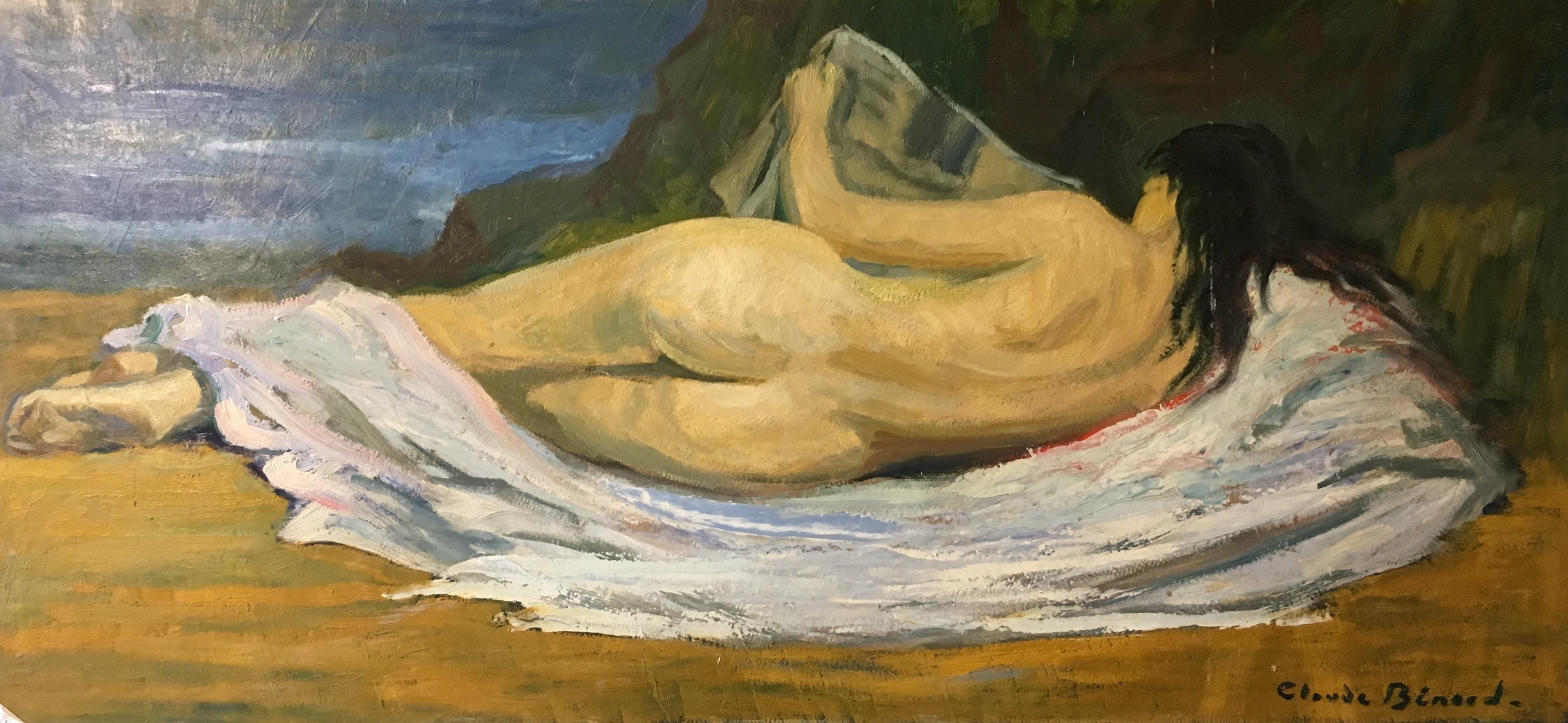 Claude Benard Nude Painting - Large Impressionist Nude, French Oil Painting, Signed