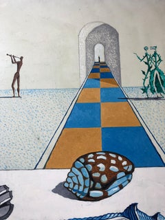 'Le Palais Africain', French Surrealist Signed Oil Painting