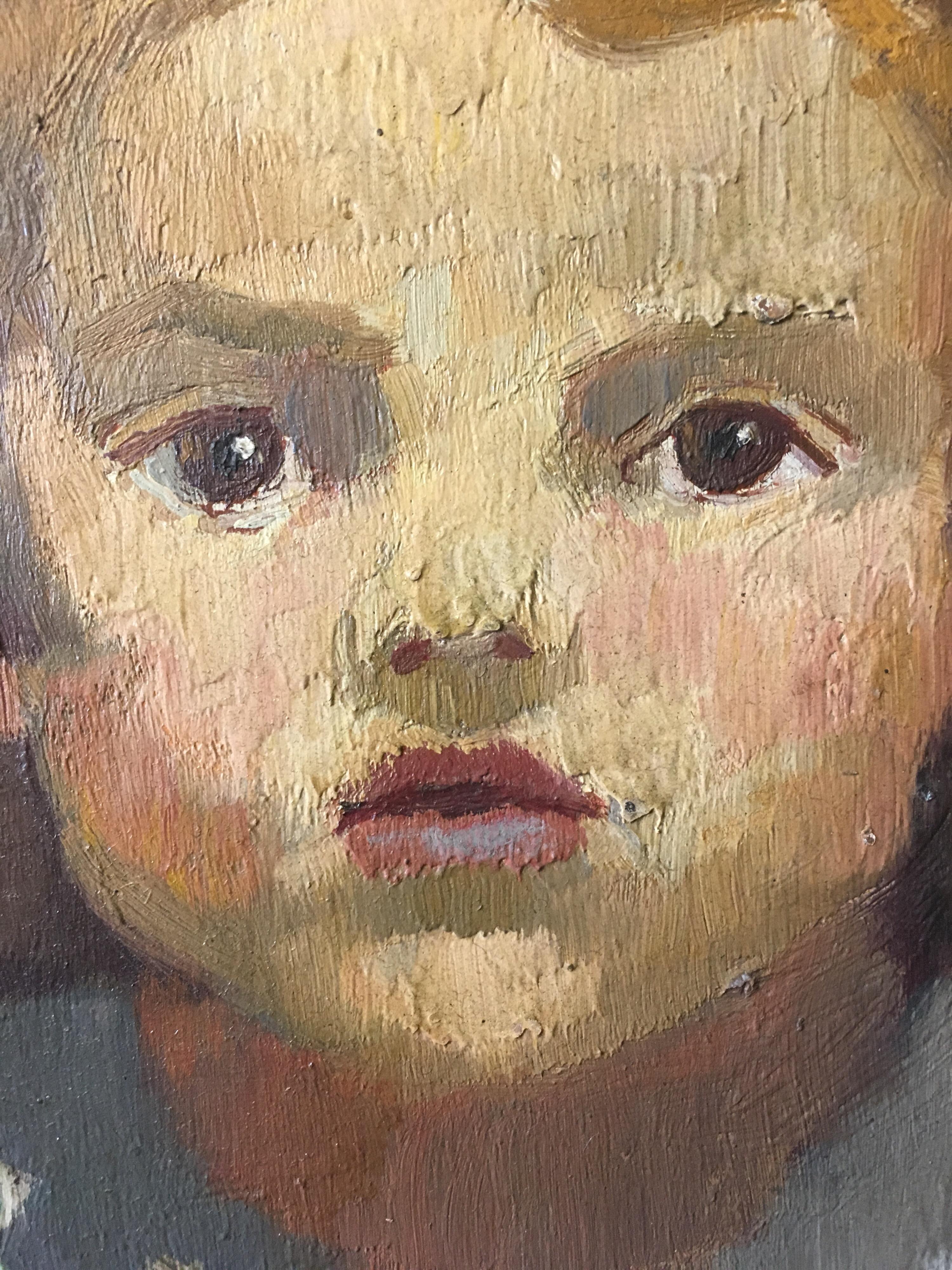 Little Girl in Pink, Impressionist Portrait, Signed Oil Painting
By French artist Claude Benard, (1926 - 2016)
Signed and dated '48 by the artist on the lower left hand corner
Oil painting on board, unframed
Board size: 13.5 x 10.5 inches

Sweet