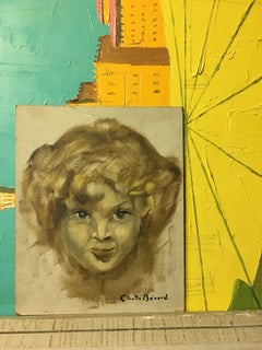 Mischievous Child French Impressionist Portrait, Signed Oil Painting