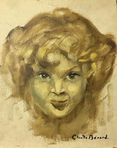 Vintage Mischievous Child, Impressionist Portrait, Signed Oil Painting