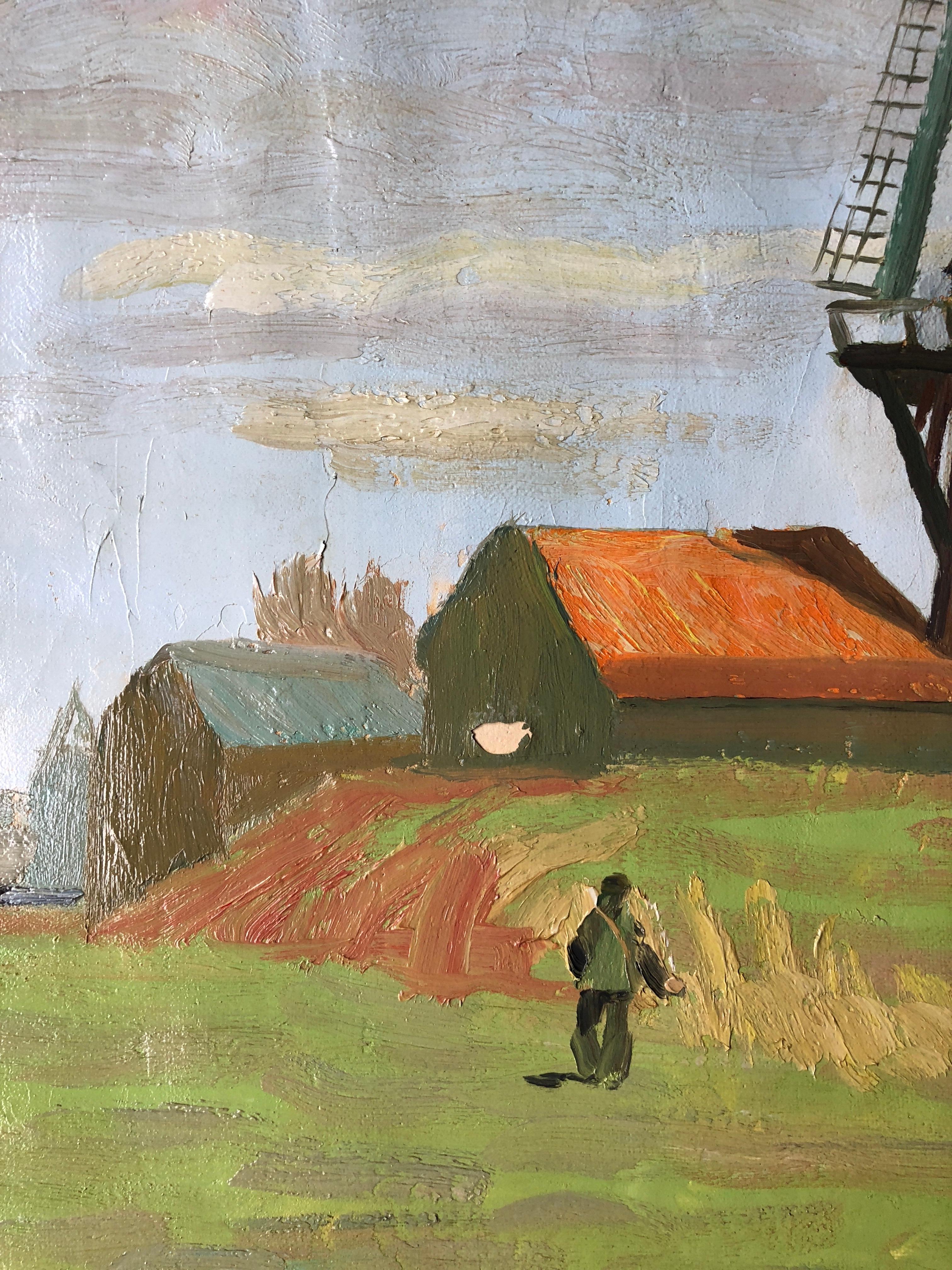 'Moulin á Dokkum', Impressionist Signed Oil Painting 2