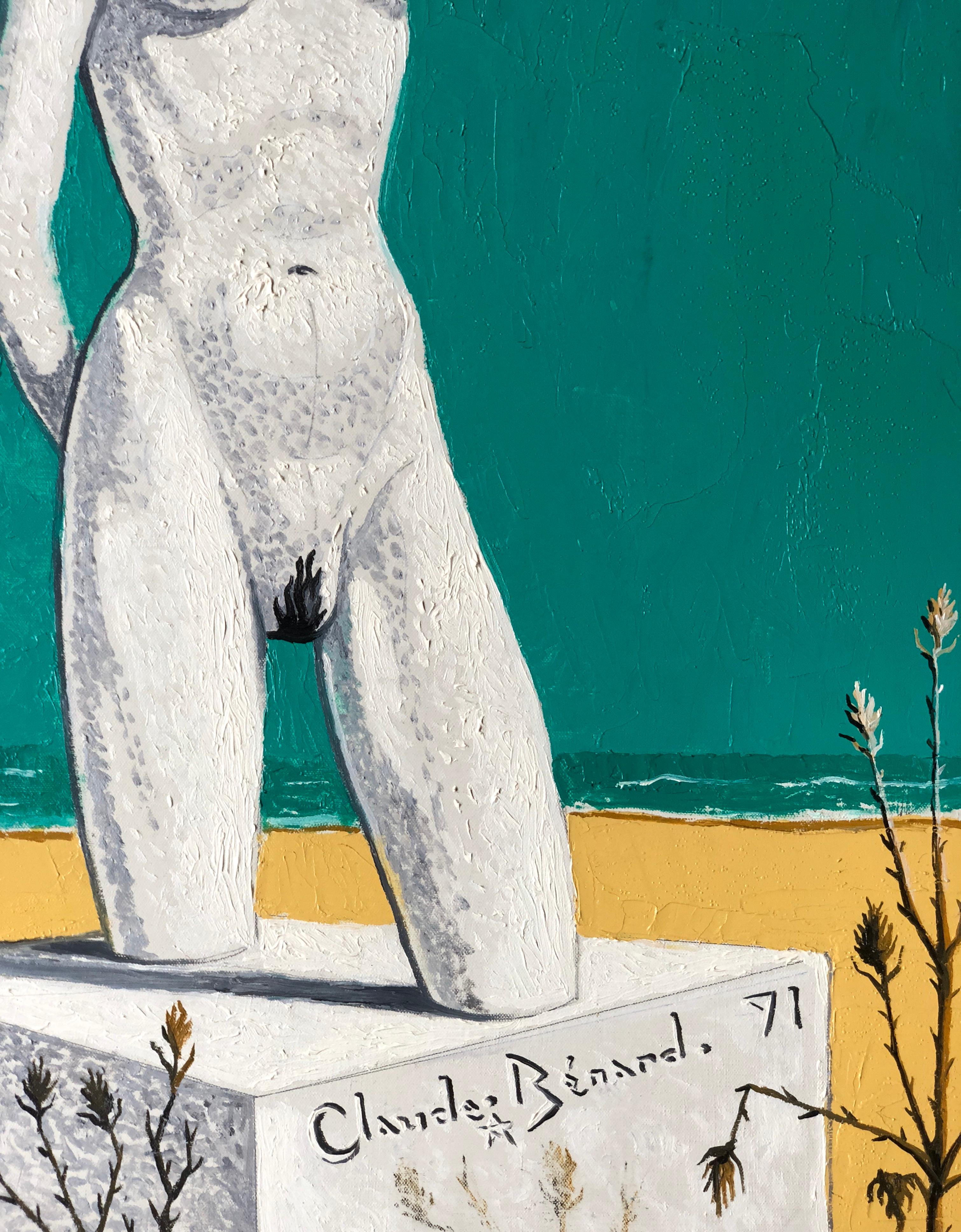 Nudist Statue on Beach, 