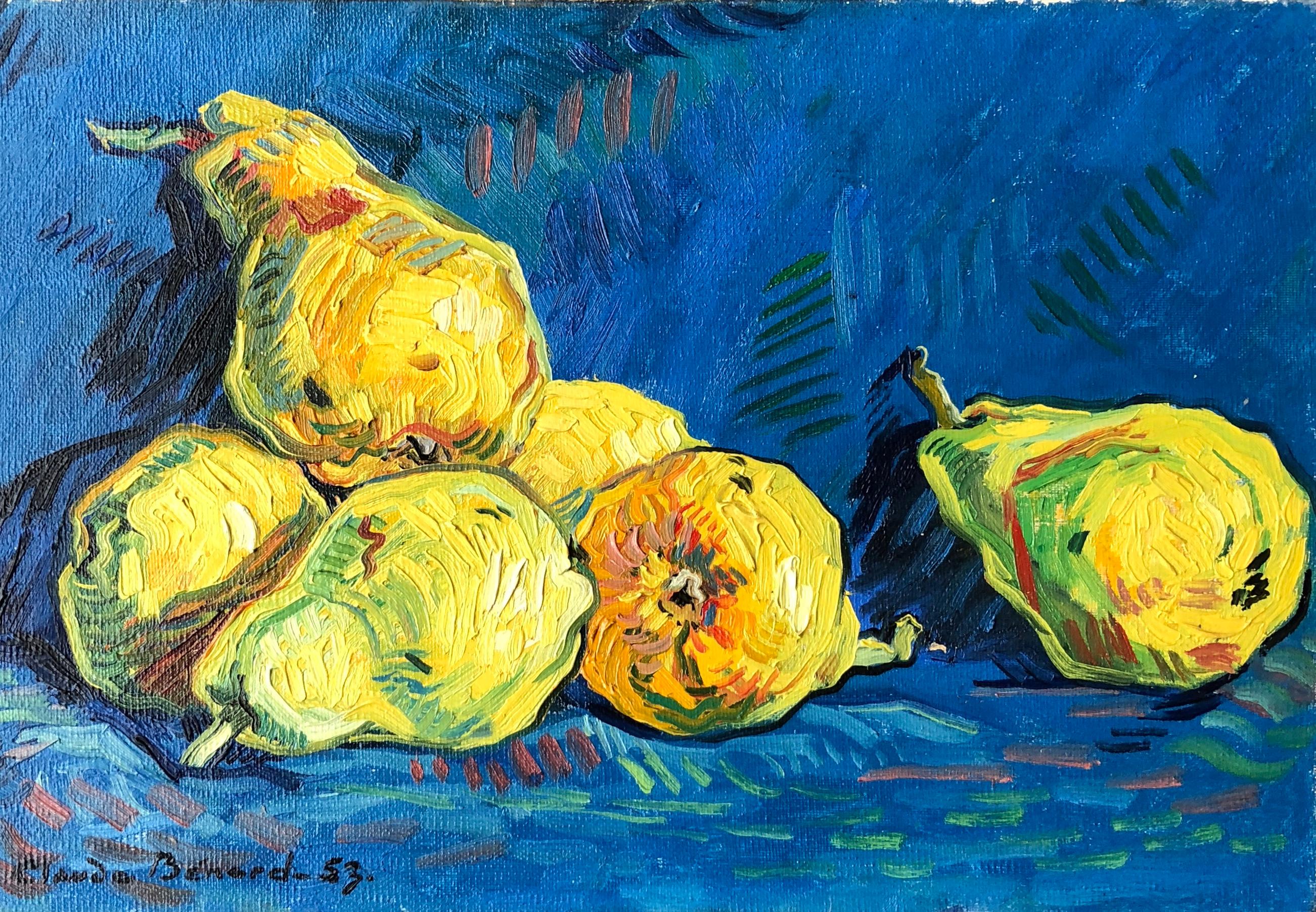Claude Benard Still-Life Painting - Pears, Still Life Signed Oil Painting