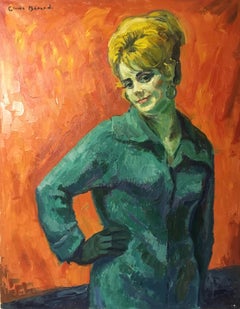 Vintage 'Portrait de Christa', Very Large Impressionist Portrait, Oil Painting, Signed