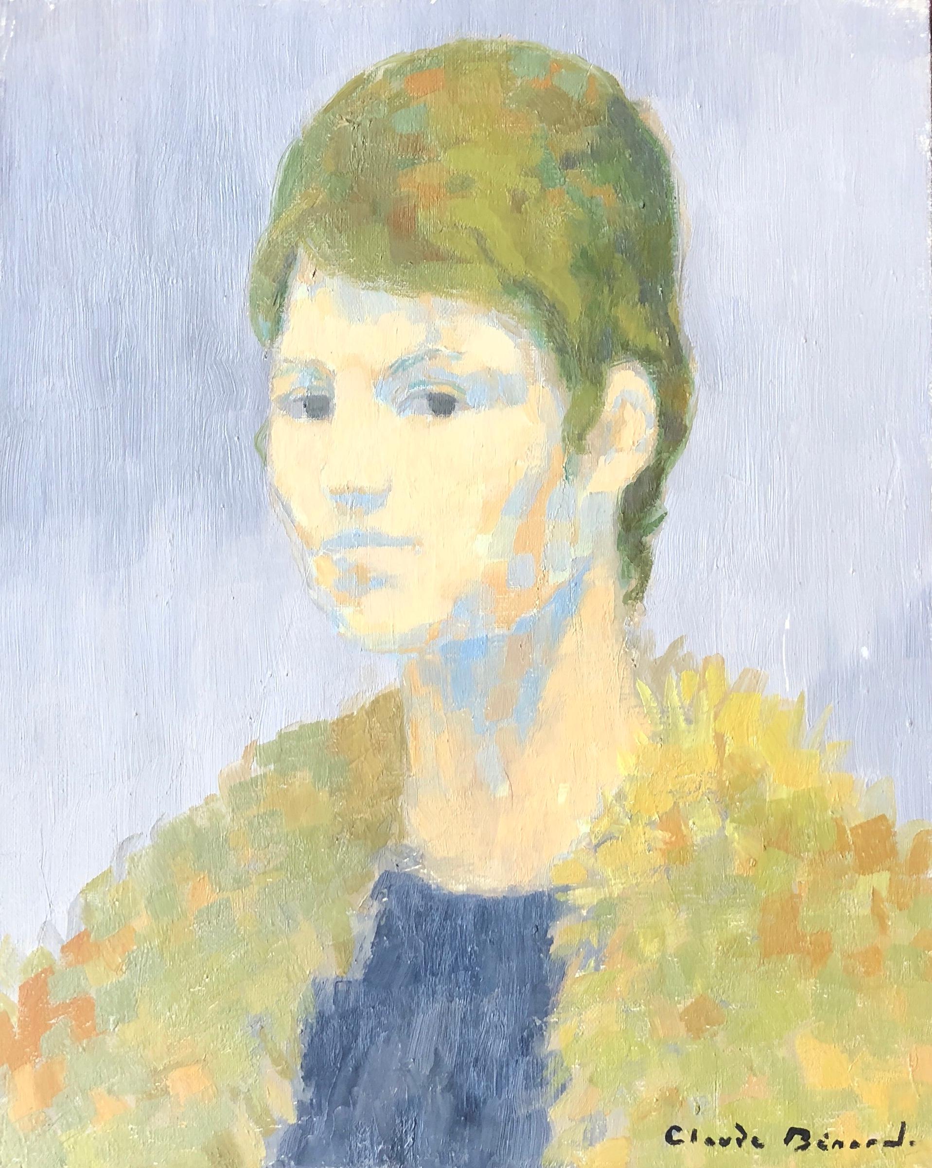 Claude Benard Still-Life Painting – Porträt einer Frau, signiertes Ölgemälde