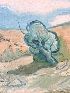 Paesaggio francese post-impressionista, dipinto ad olio firmato