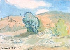 Paysage français post-impressionniste, peinture à l'huile signée
