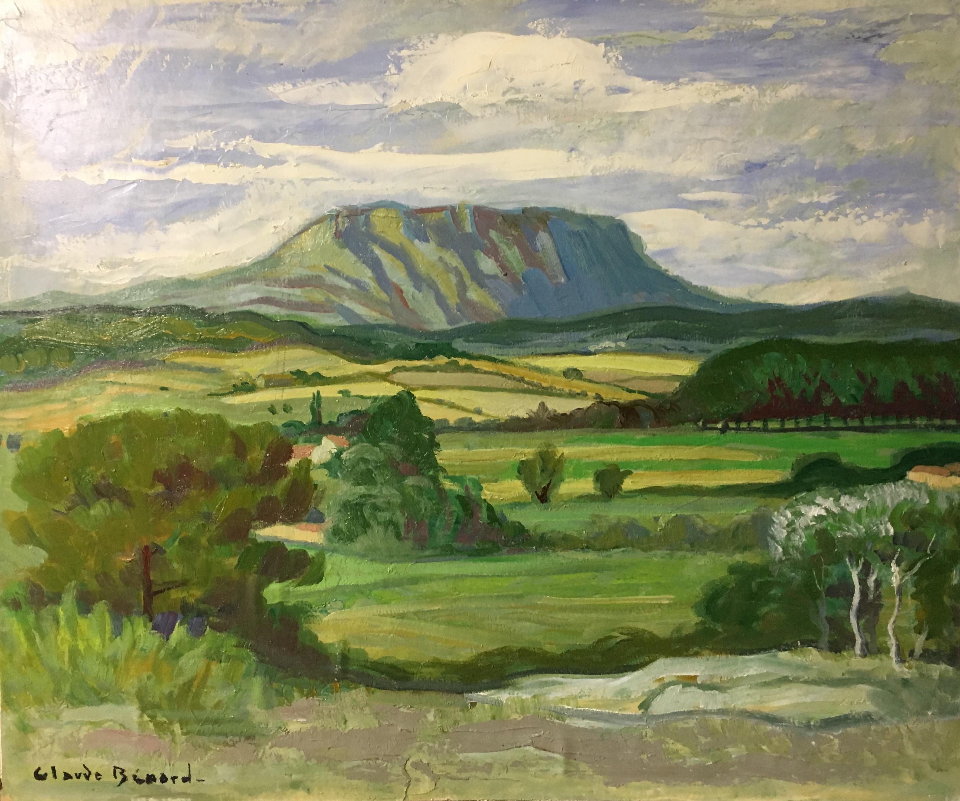 St. Victoire Impressionist Rural Landscape, Signed Oil Painting
