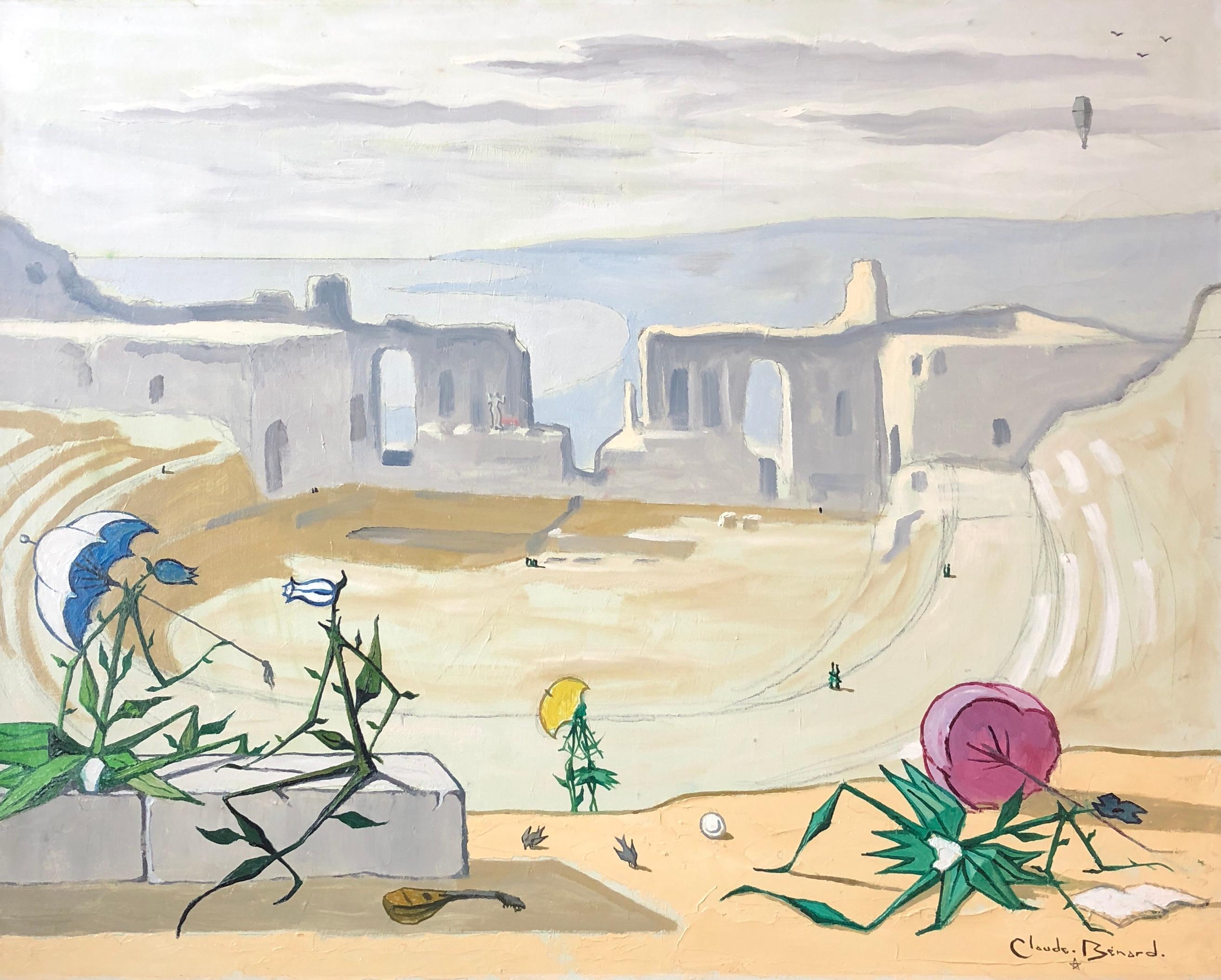 Claude Benard Landscape Painting - 'Taormina', Still Life Signed Oil Painting