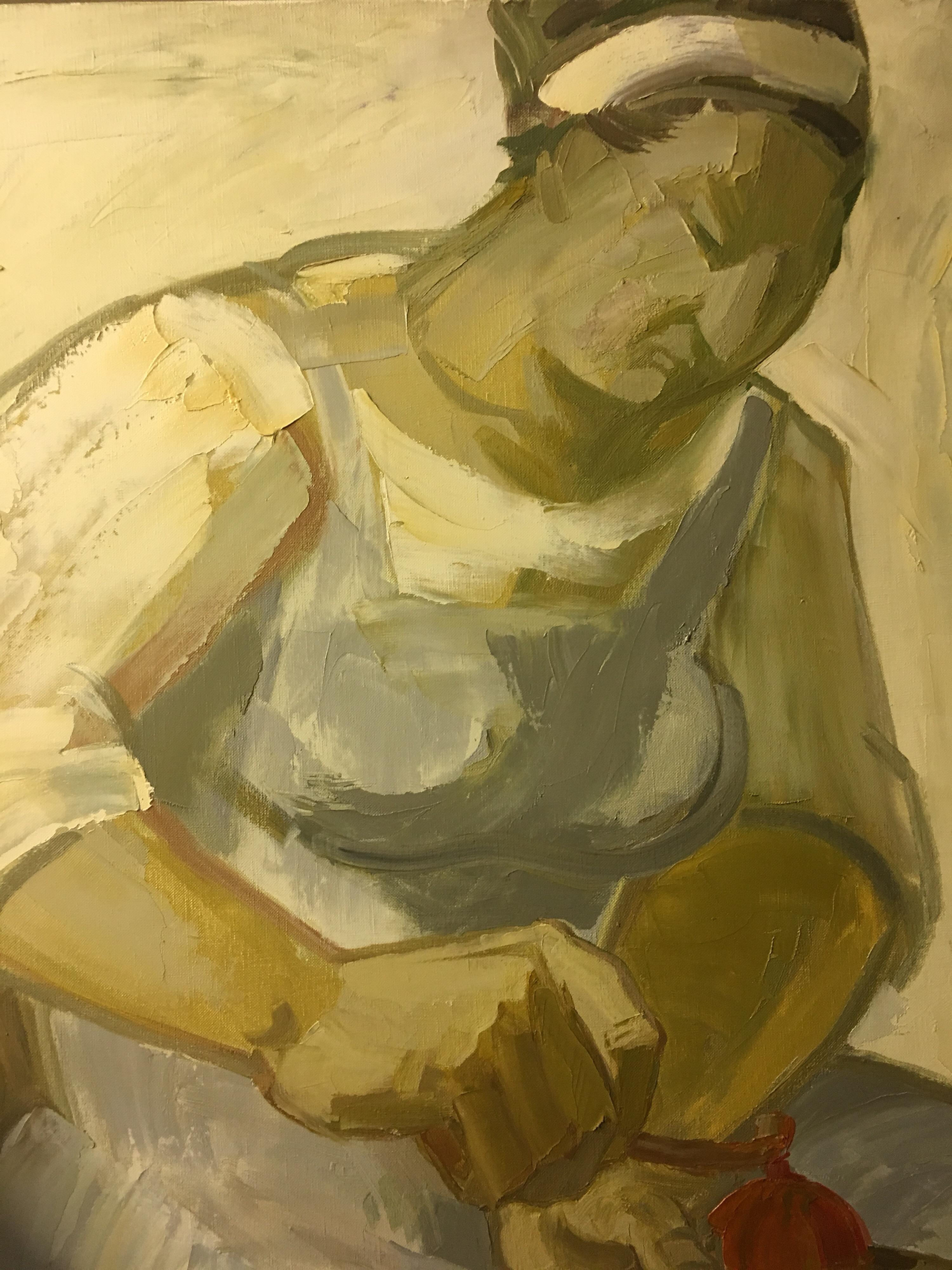 El cocinero de la casa, gran retrato impresionista, pintura al óleo firmada en venta 2