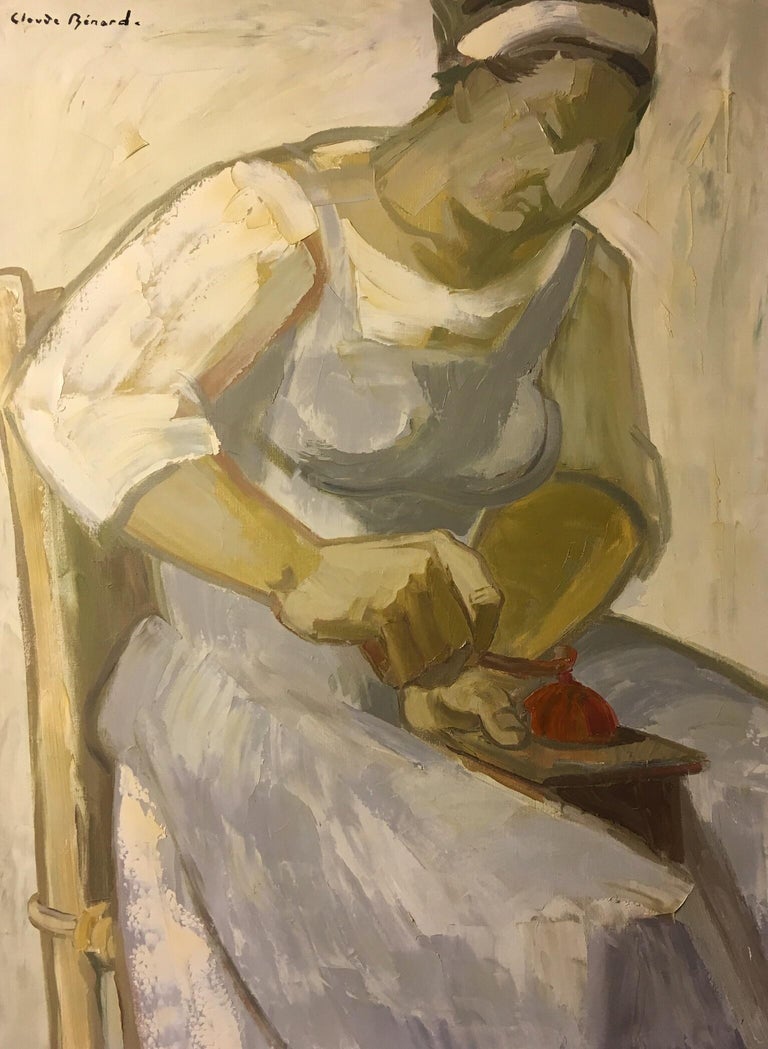 Claude Benard Portrait Painting - The House Chef, Large Impressionist Portrait, Signed Oil Painting