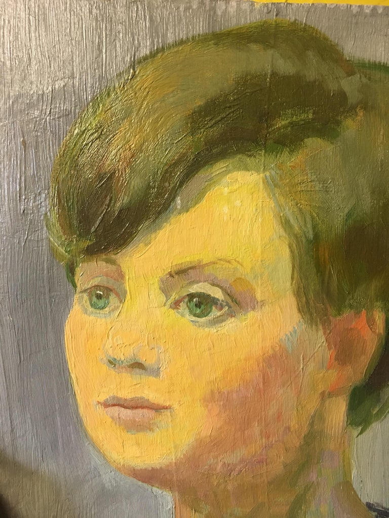 Young Lady, French Impressionist Portrait, Oil Painting, Signed Mid Century For Sale 2