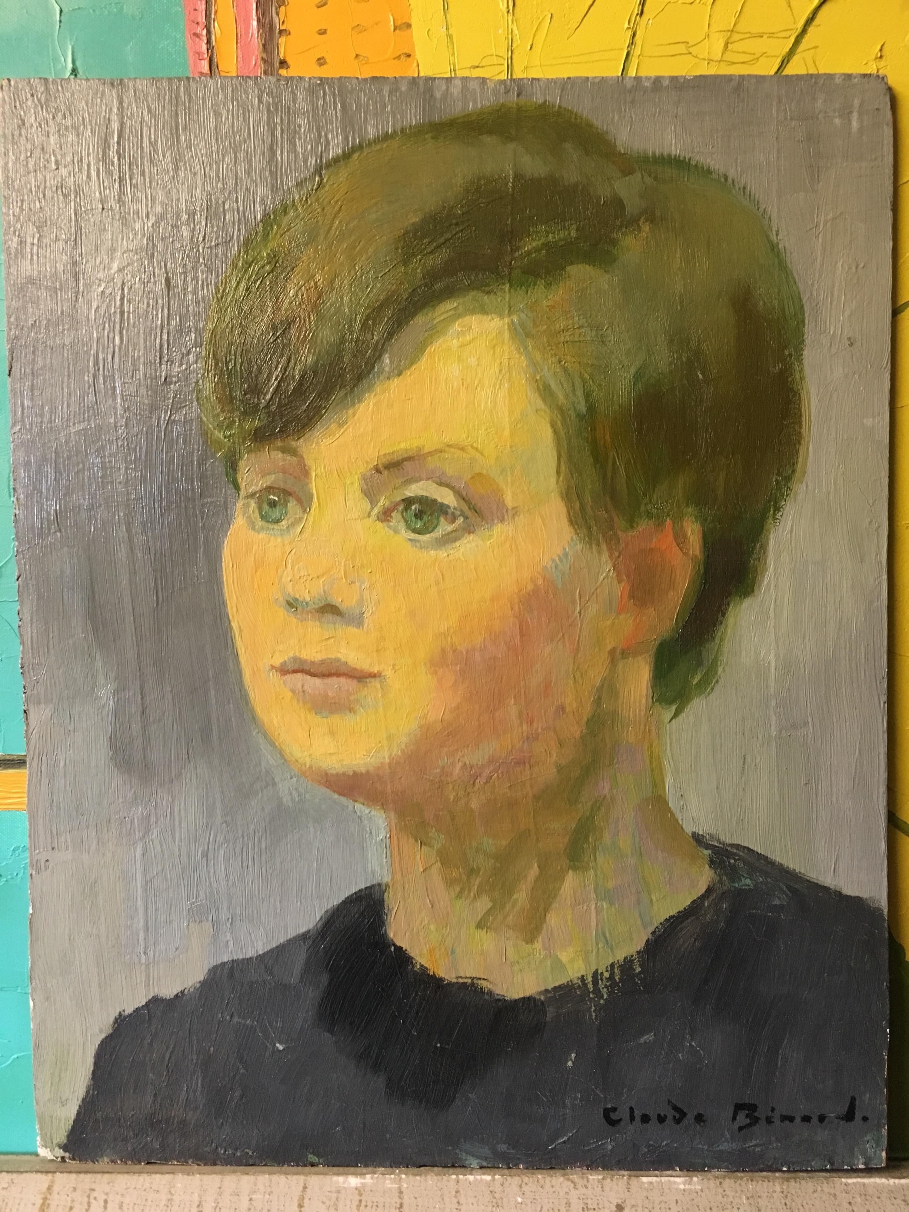 Young Lady, französisches impressionistisches Porträt, Ölgemälde, signiert, Mitte des Jahrhunderts im Angebot 2