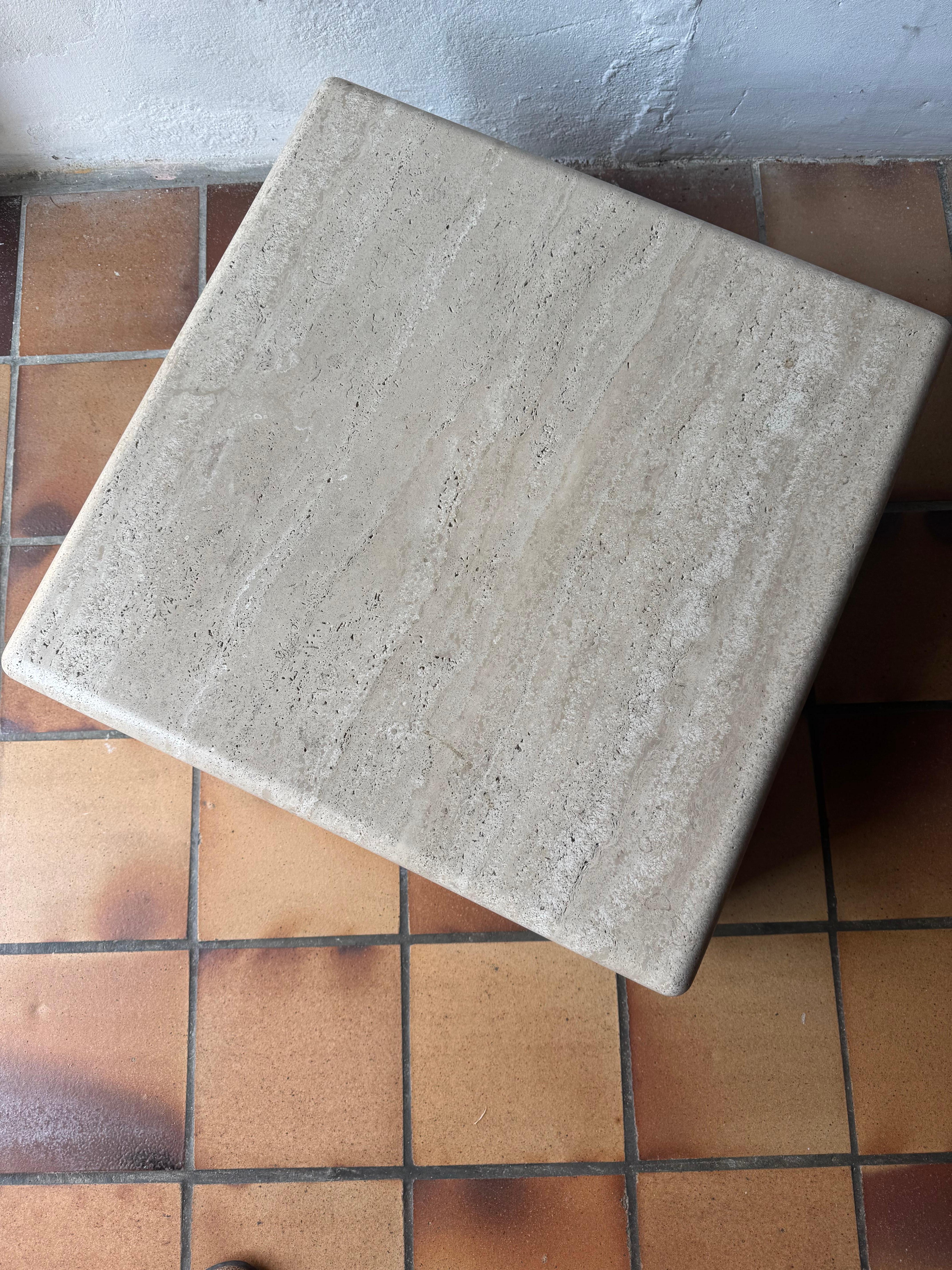 French Claude Berraldacci travertine coffee table For Sale