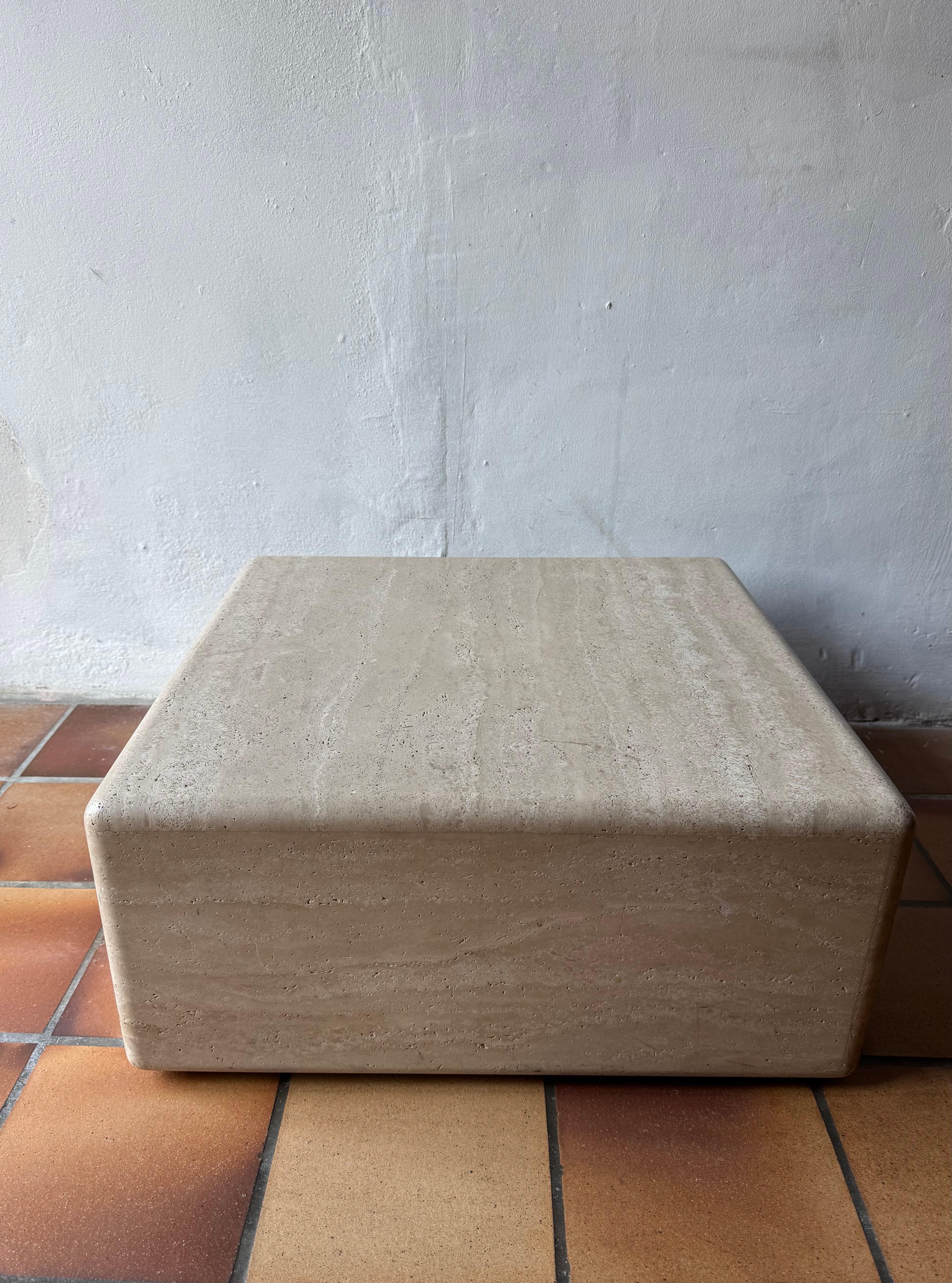20th Century Claude Berraldacci travertine coffee table For Sale