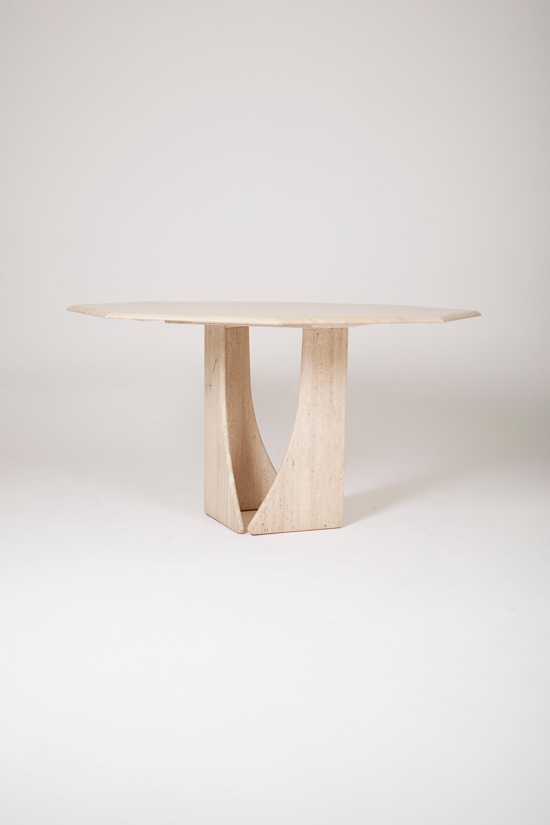 Claude Berraldacci travertine dining table, 1990s In Good Condition In PARIS, FR