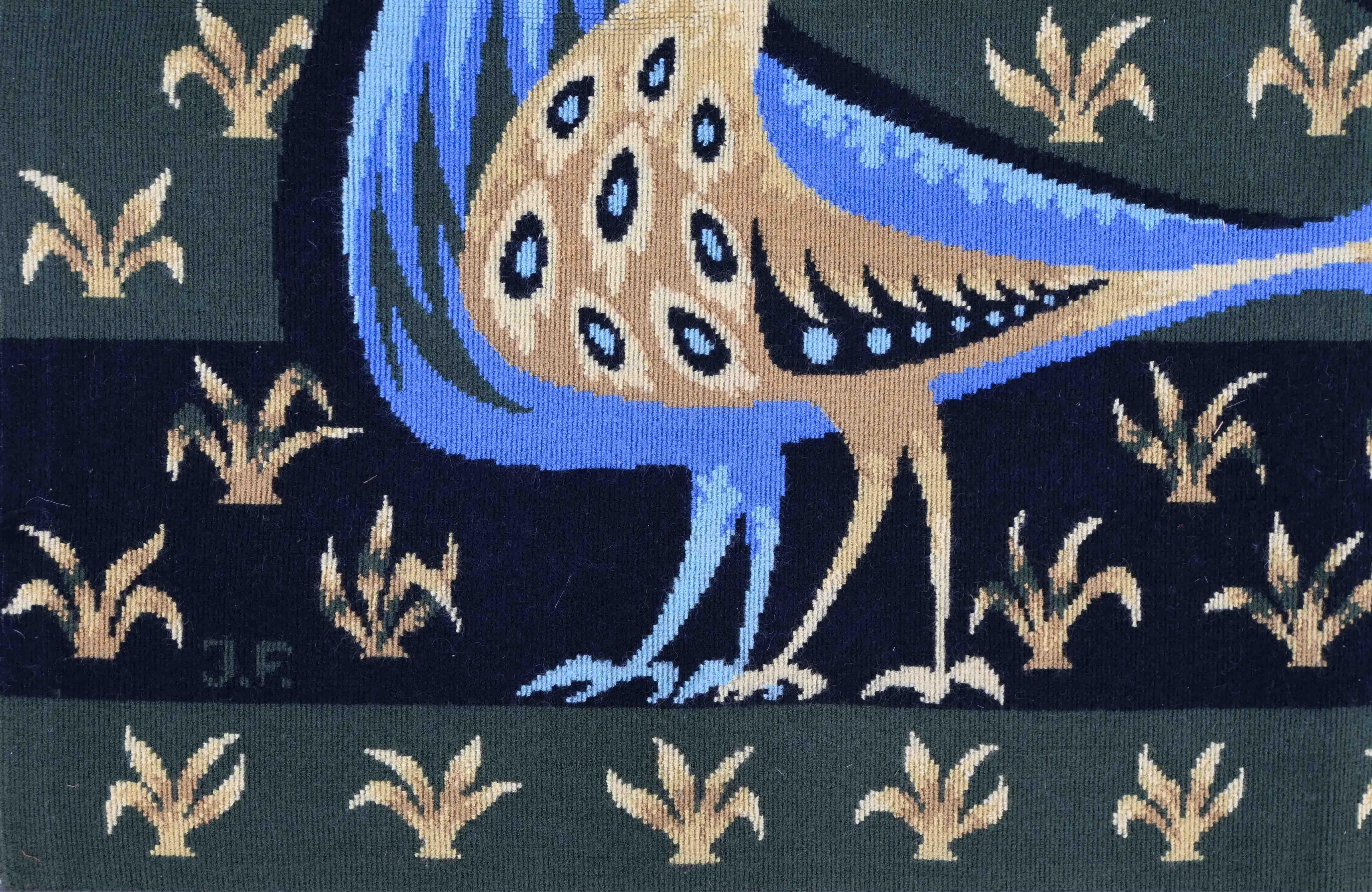 Claude BLEYNIE, Pareja de pavos reales - Tapiz francés policromado firmado, 1444 Francés en venta
