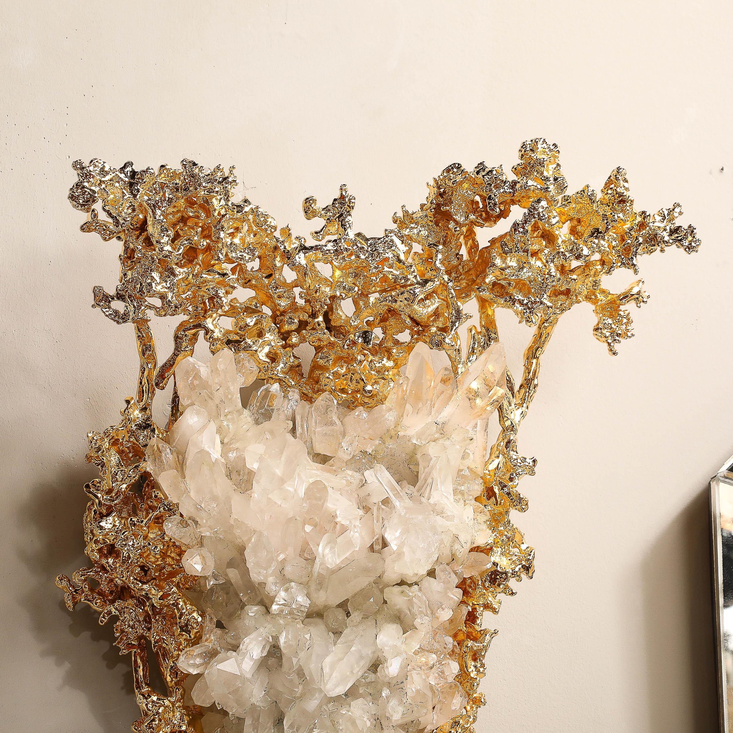 Claude Boeltz, bronzo placcato oro 24 carati con forma a V e cristalli di rocca in vendita 8