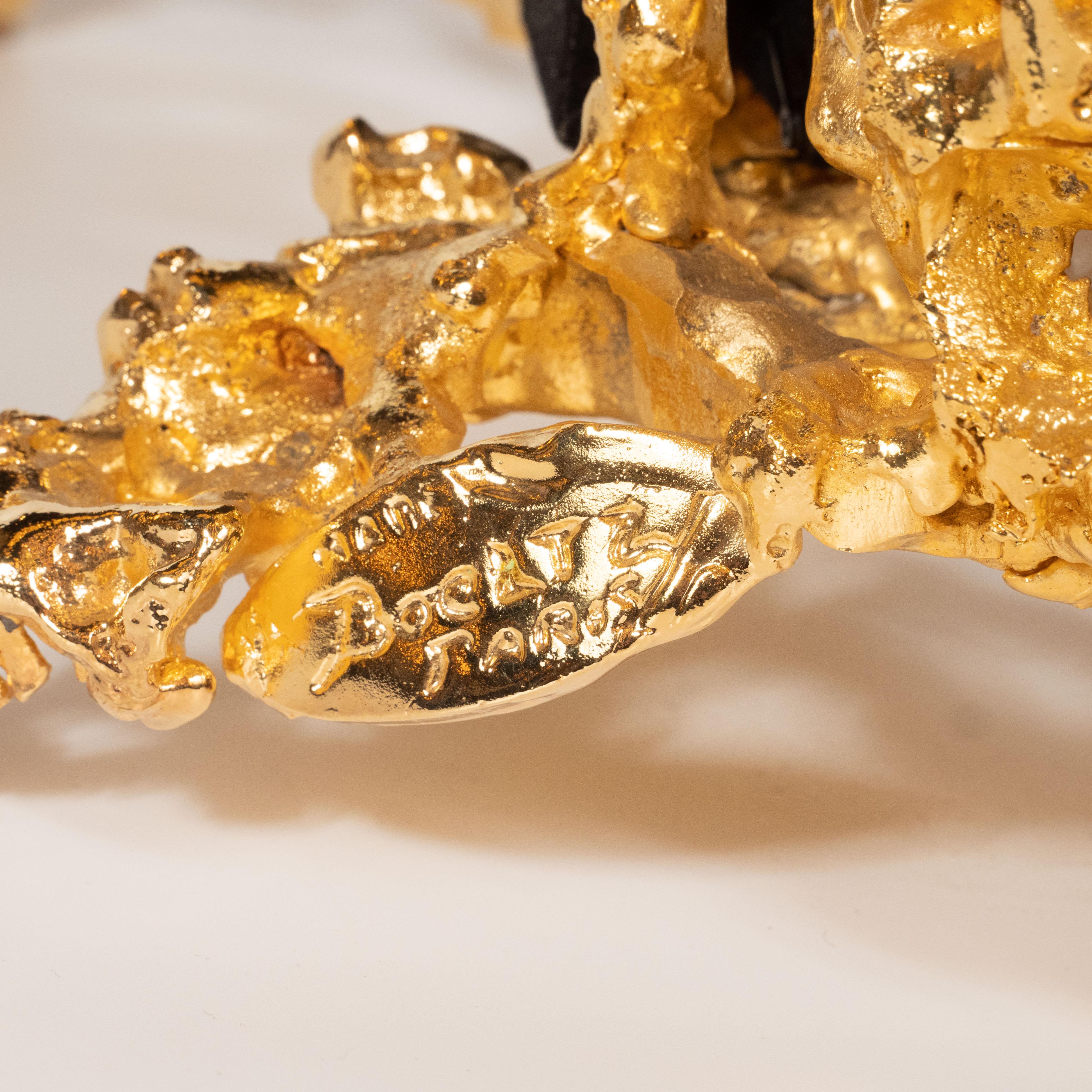 Claude Boeltz Exploded Bronze Picture Frame w/ 24kt Gold & Rock Crystal Details For Sale 4