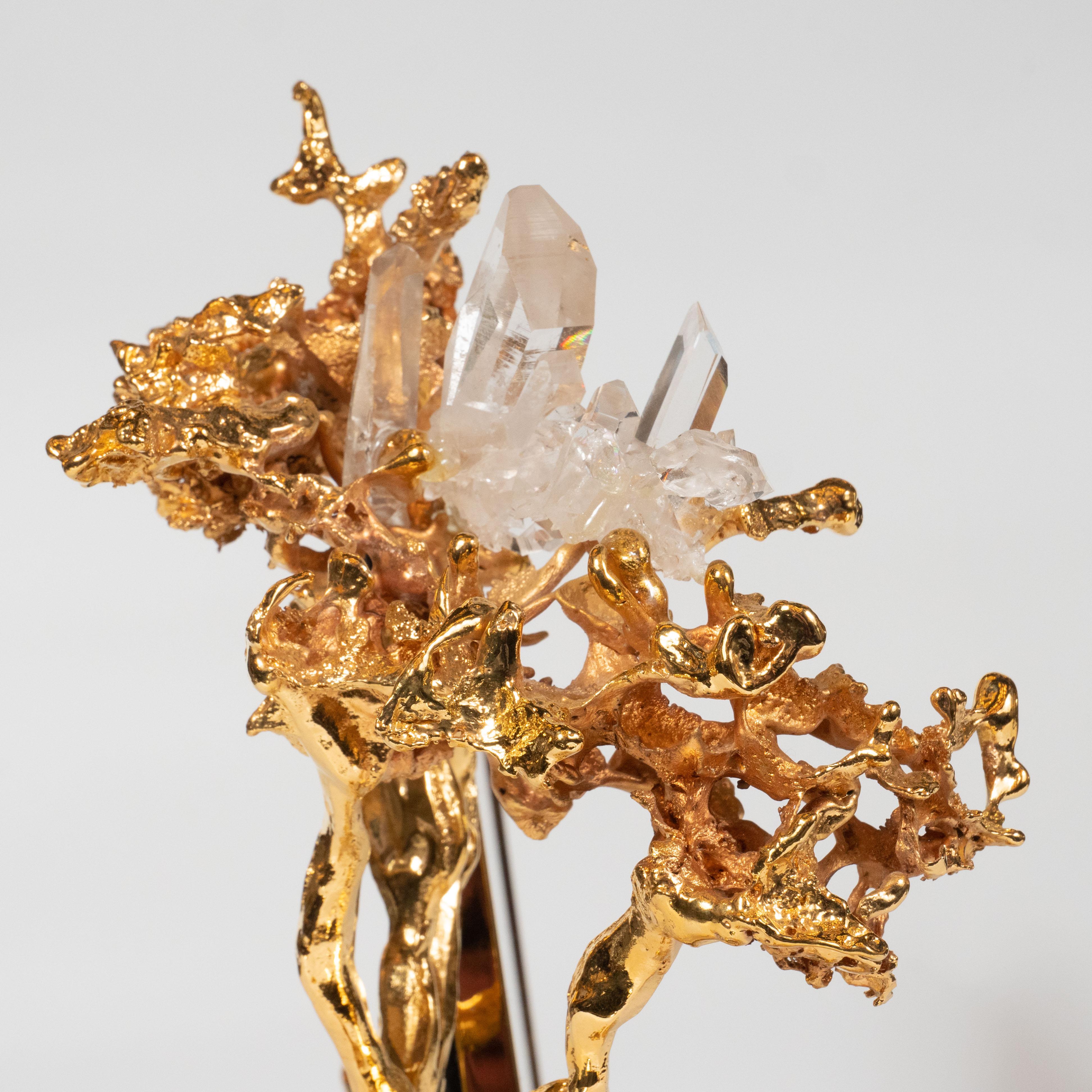 Claude Boeltz Exploded Bronze Picture Frame w/ 24kt Gold & Rock Crystal Details For Sale 5