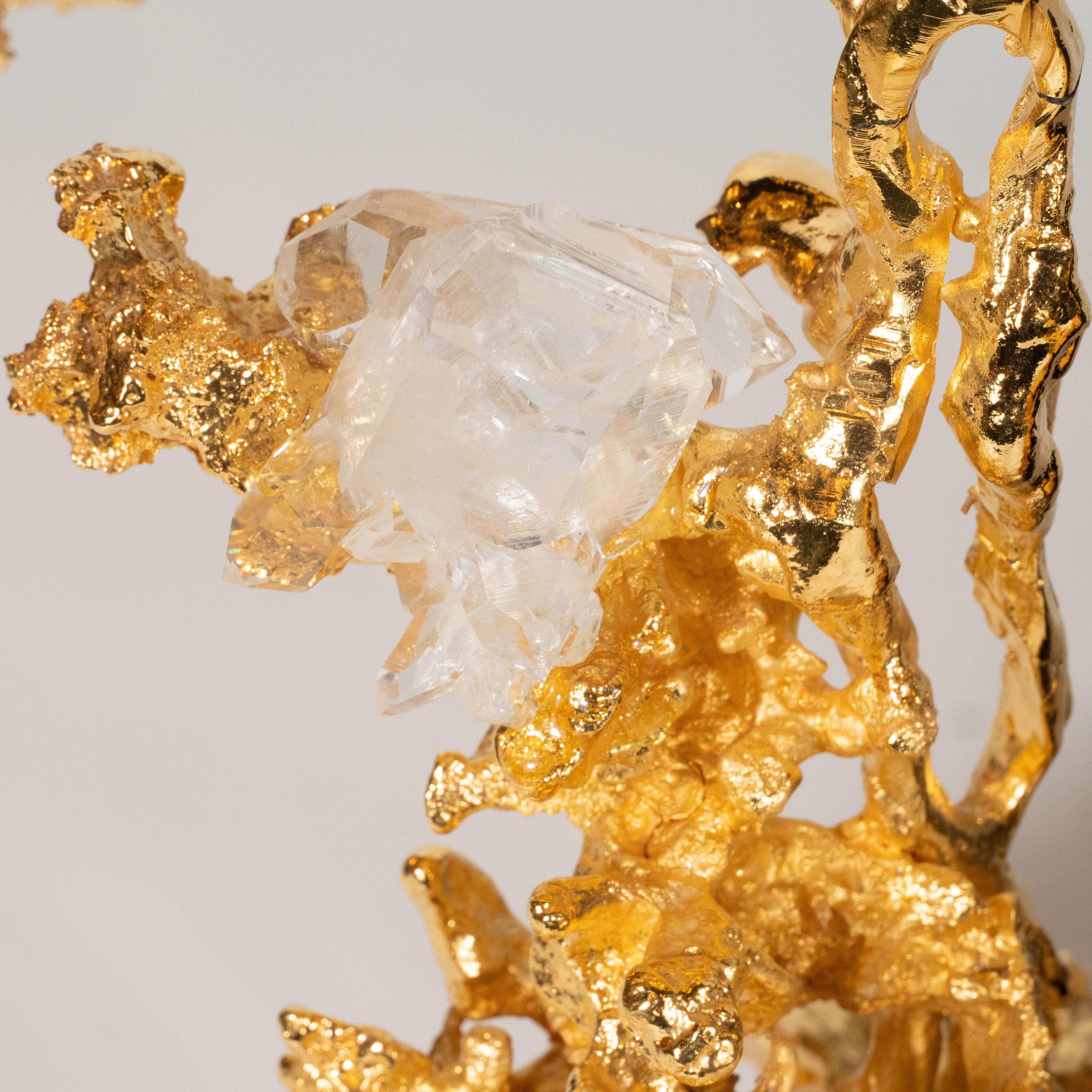 Claude Boeltz Bilderrahmen aus Exploded Bronze mit 24kt Gold und Bergkristalldetails im Zustand „Hervorragend“ im Angebot in New York, NY