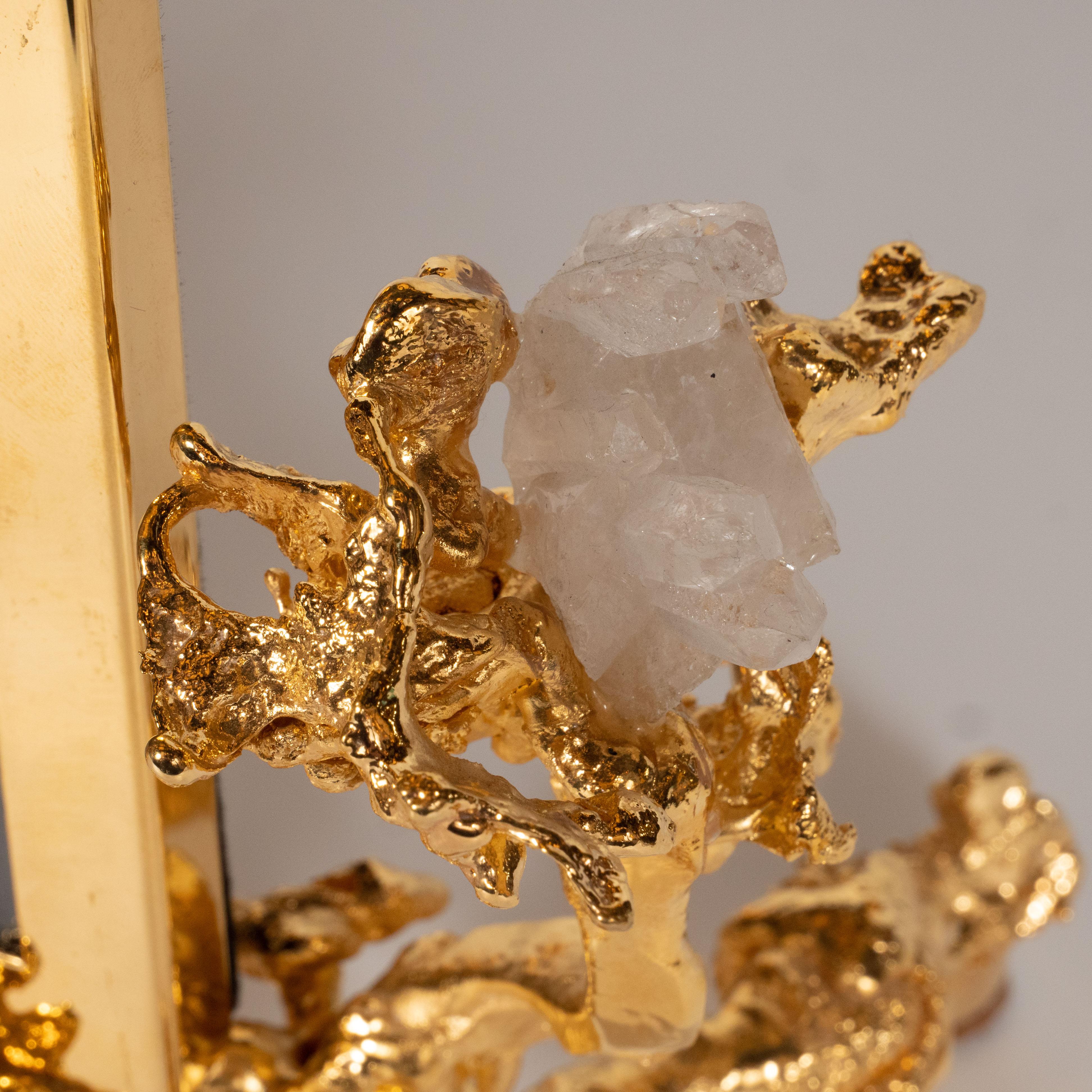 Claude Boeltz Bilderrahmen aus Exploded Bronze mit 24kt Gold und Bergkristalldetails (20. Jahrhundert) im Angebot