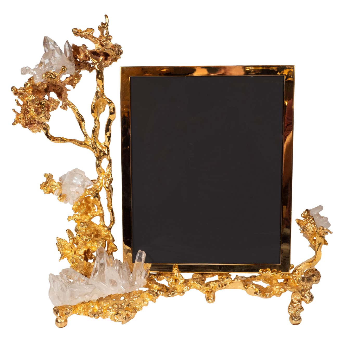 Claude Boeltz Exploded Bronze Picture Frame w/ 24kt Gold and Rock ...