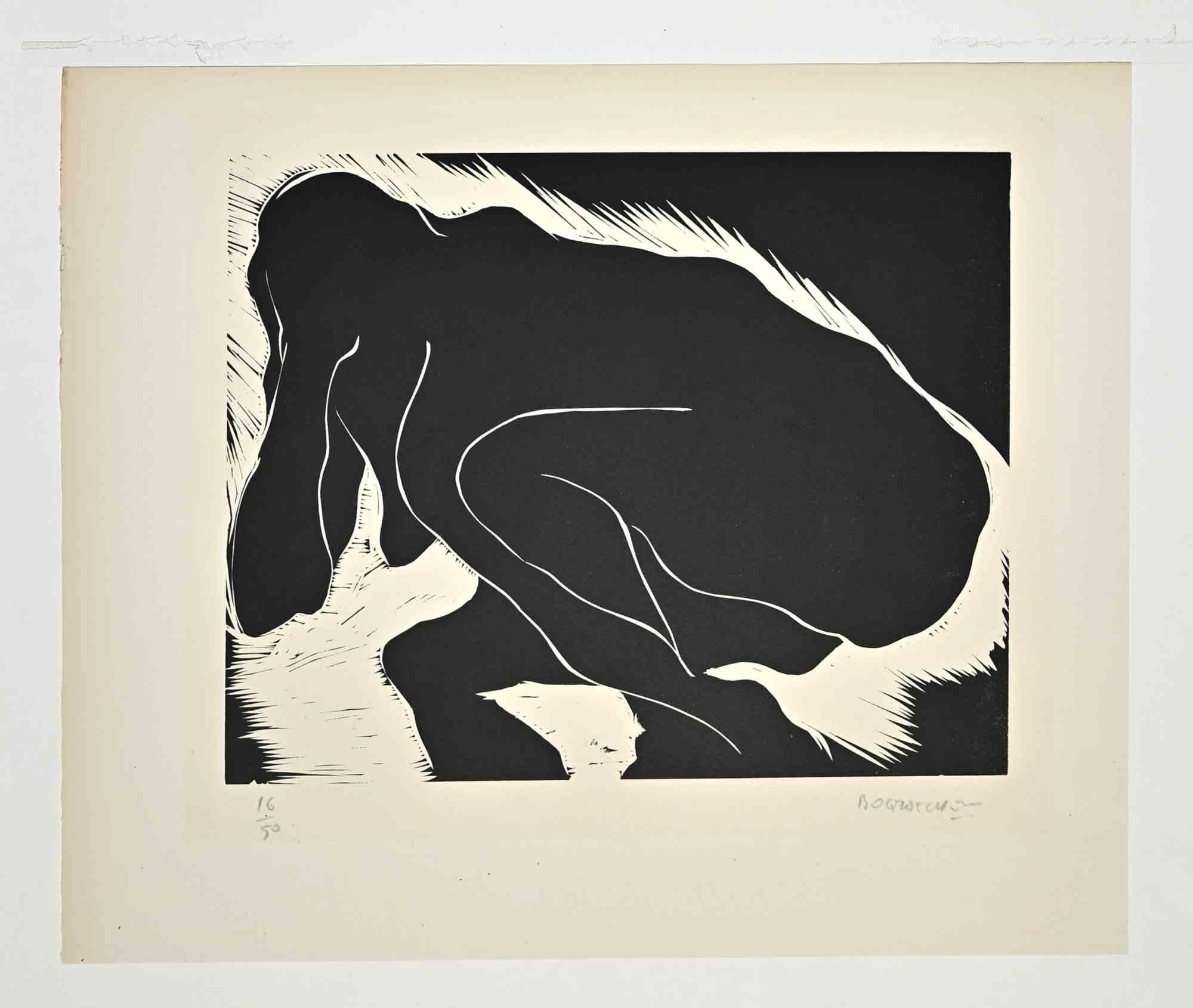 The Nude - Woodcut by Claude Bogratchew - 1970s For Sale 1